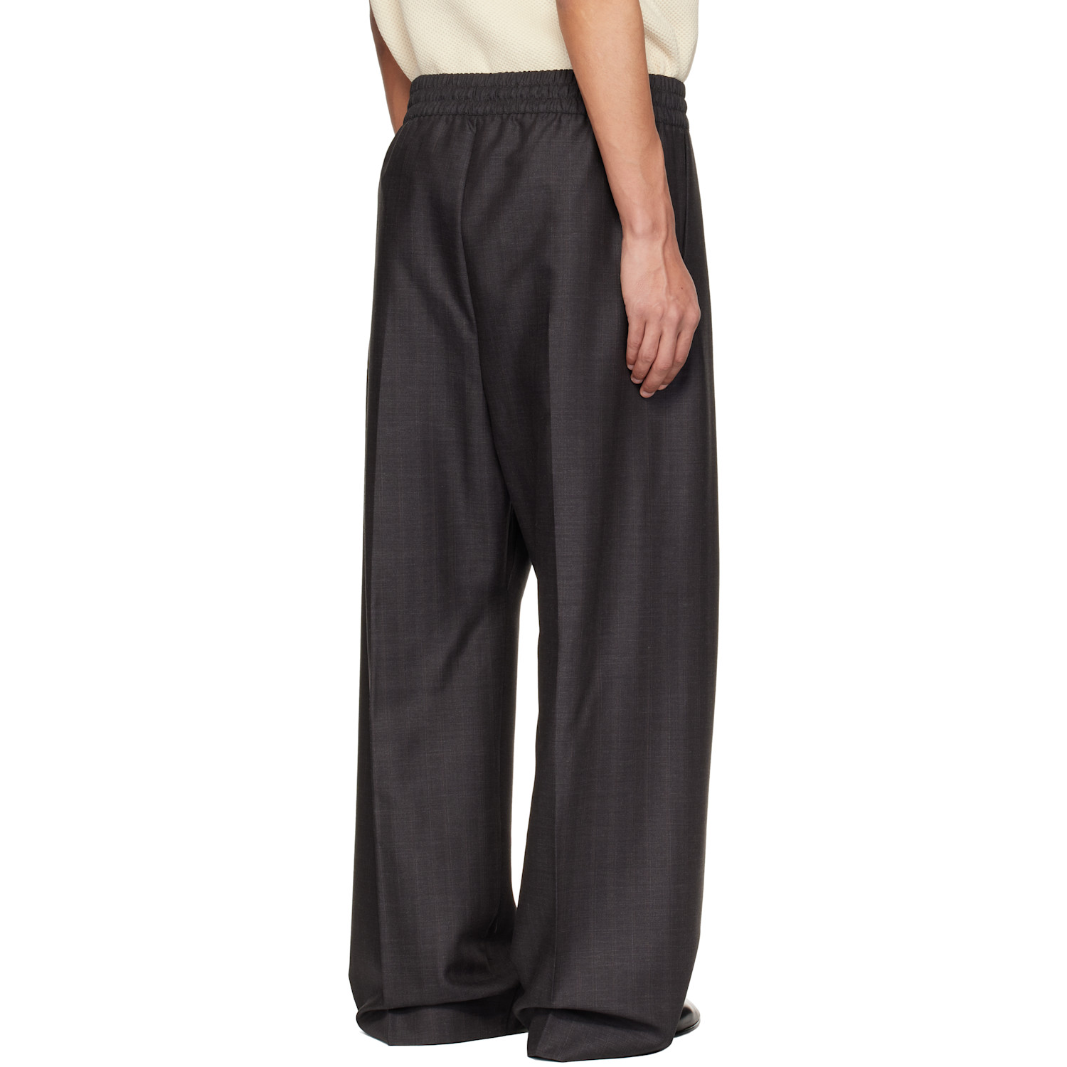  Fear Of God Gray Striped Wool Wide Leg Drawstring Trousers 