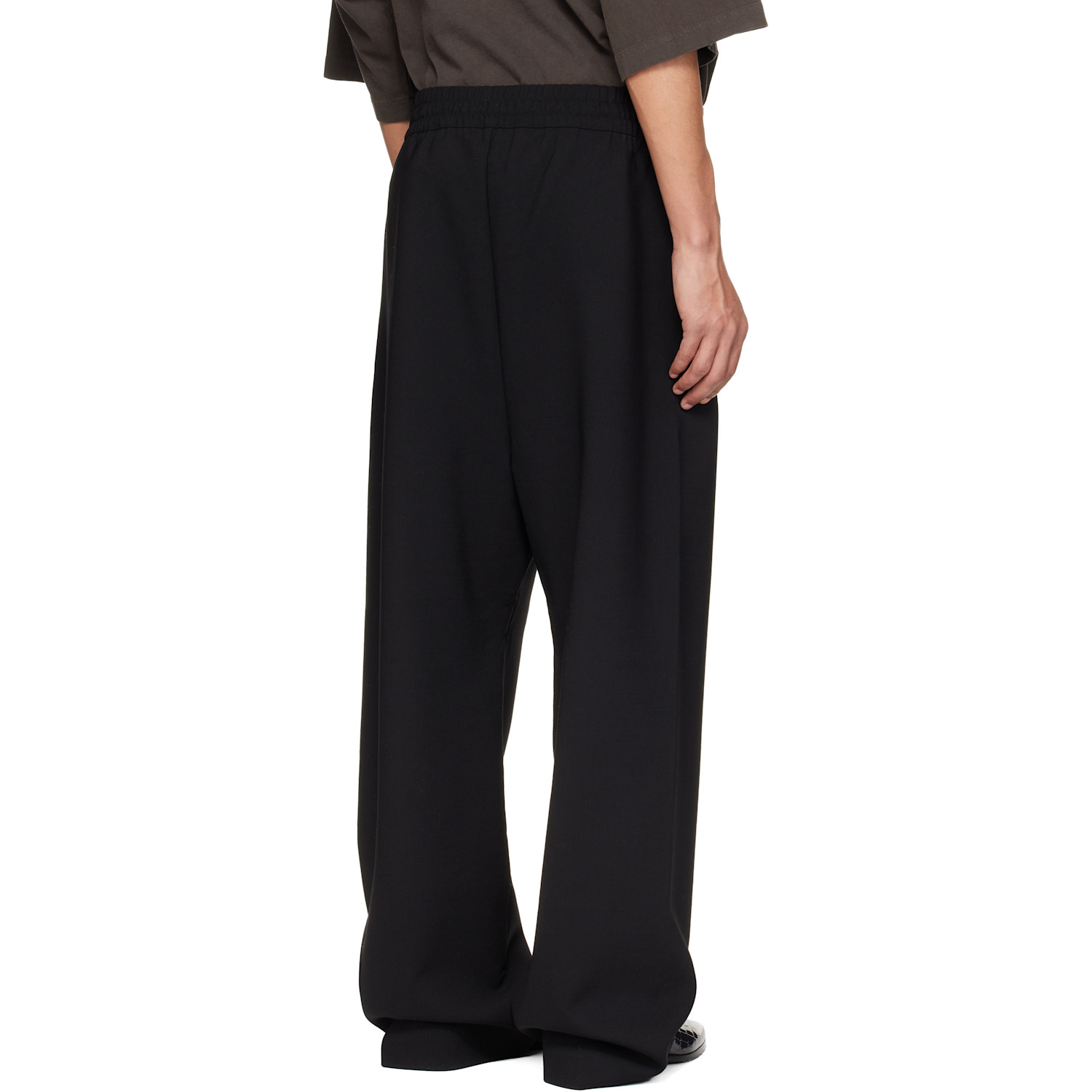  Fear Of God Black Double Weave Wool Wide Leg Drawstring Trousers 
