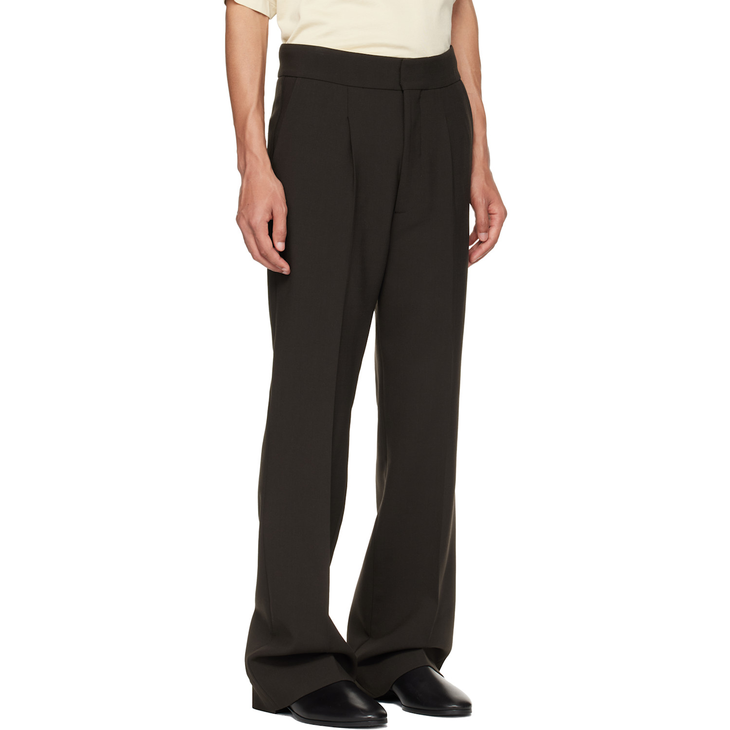  Fear Of God Brown Double Weave Wool Tailored Flared Trousers 