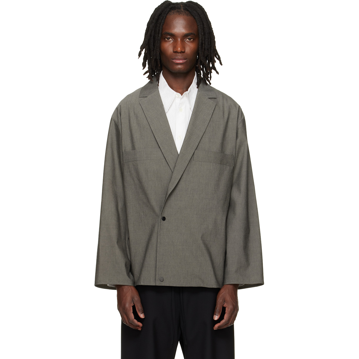 Fear of God Gray Cotton Wool Oxford Shirt Blazer