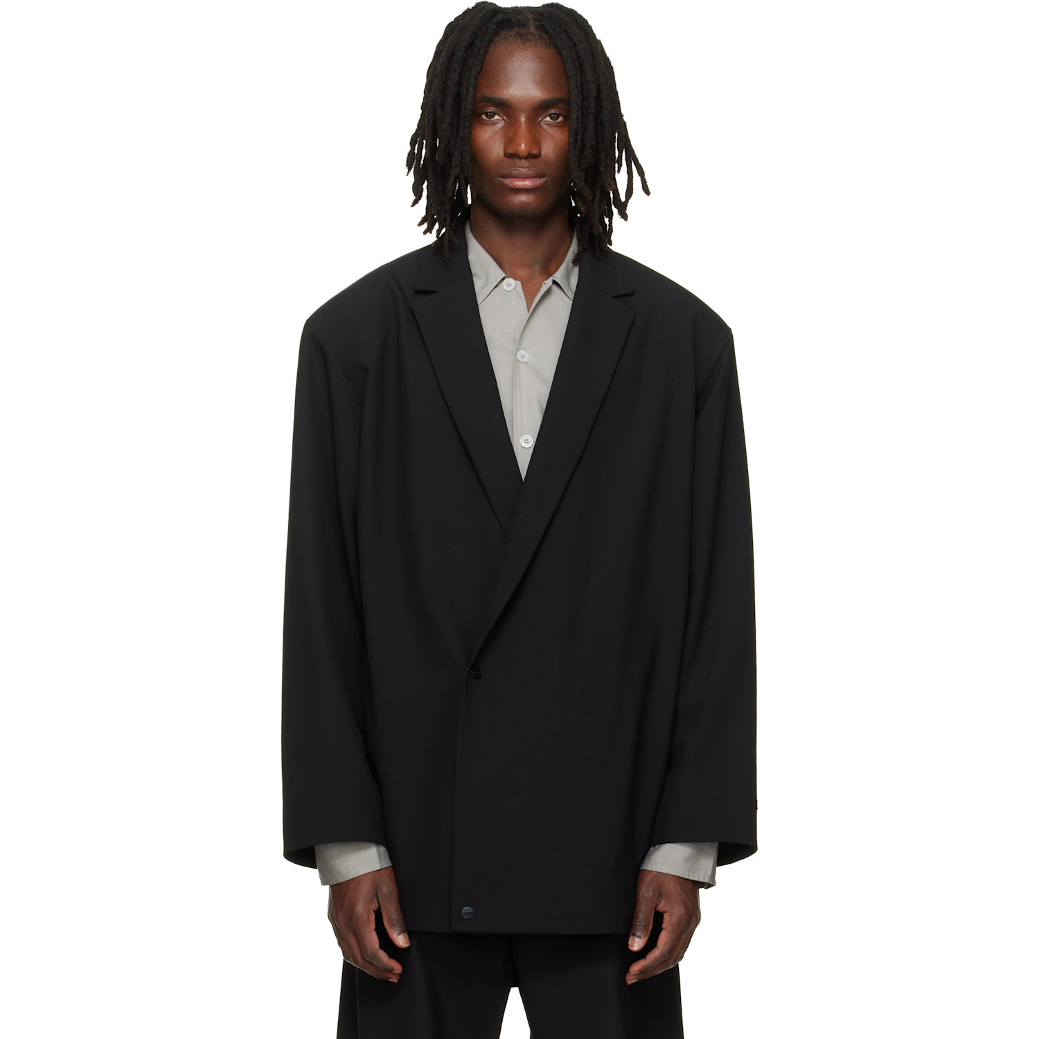 Fear of God Black Wool Ripstop Relaxed Long Blazer