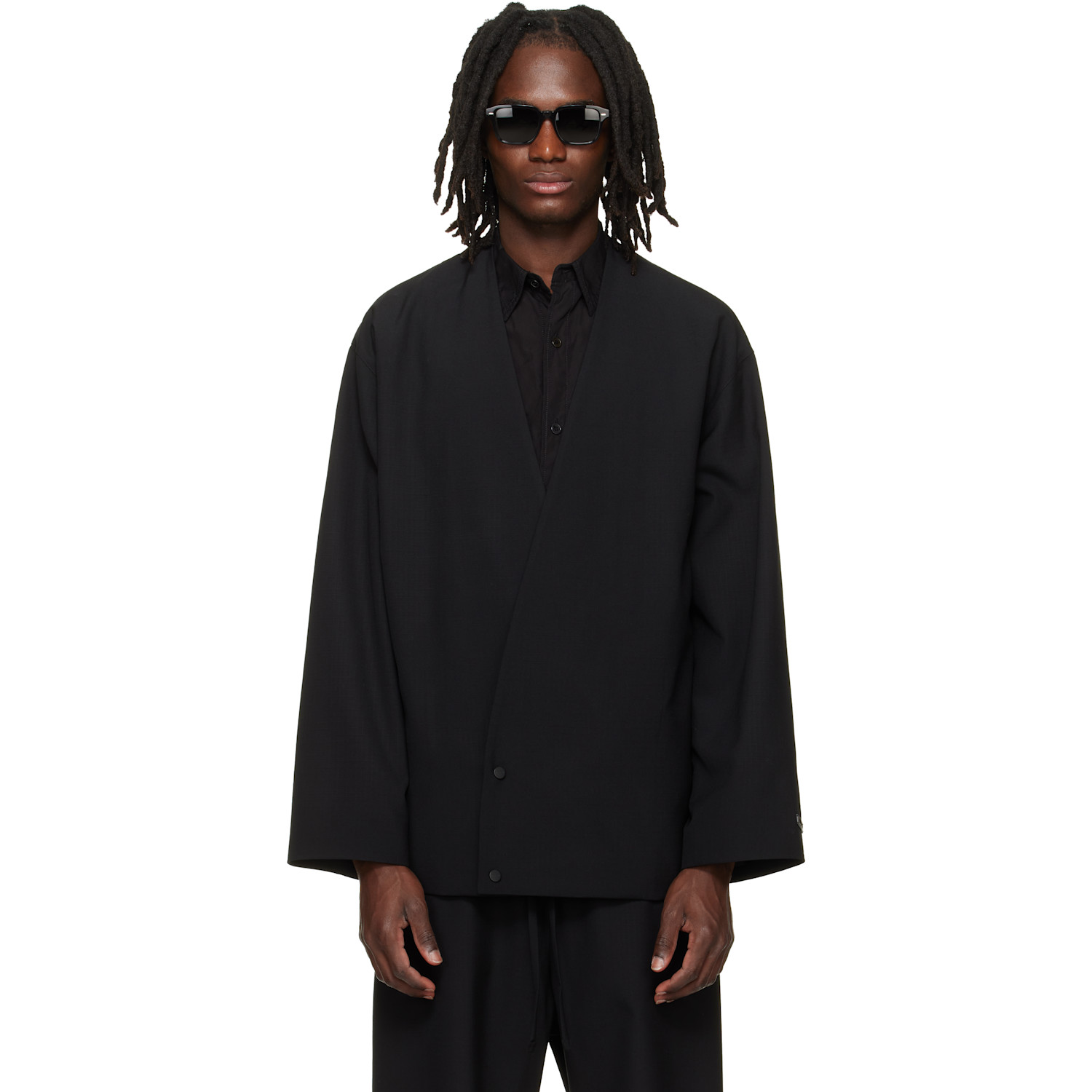 Fear of God Black Relaxed Cropped Lapelless Blazer