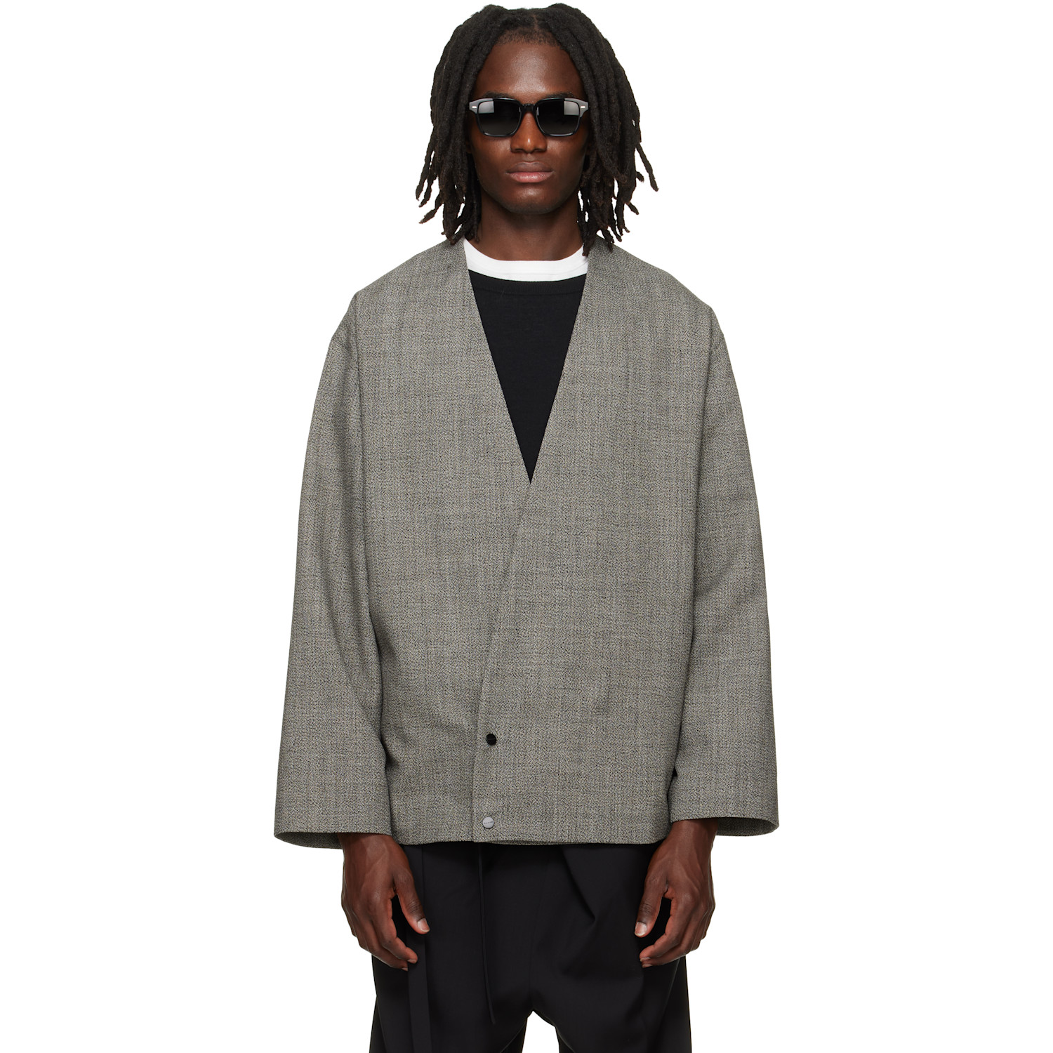 Fear of God Gray Relaxed Cropped Lapelless Blazer