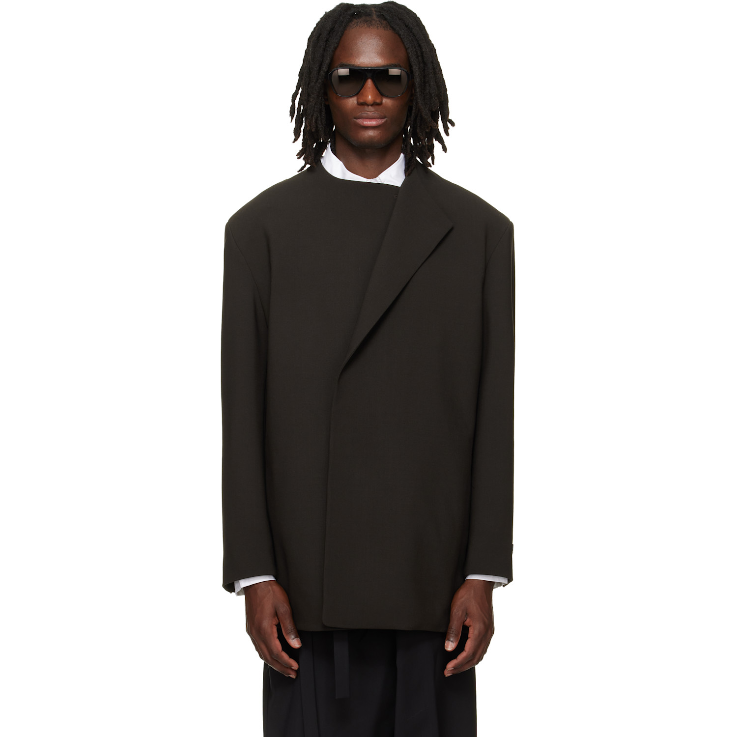 Fear of God Brown Double Weave Wool Crewneck Blazer