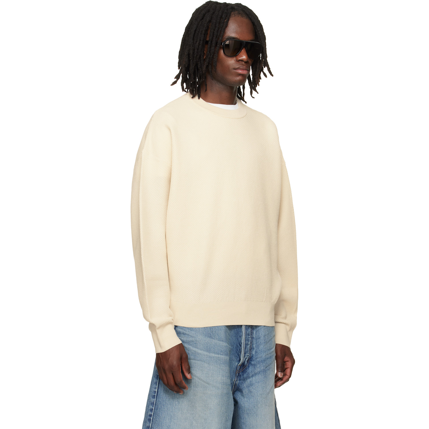 Fear Of God Off-white Wool Cotton Sport Mesh Knit Sweater 