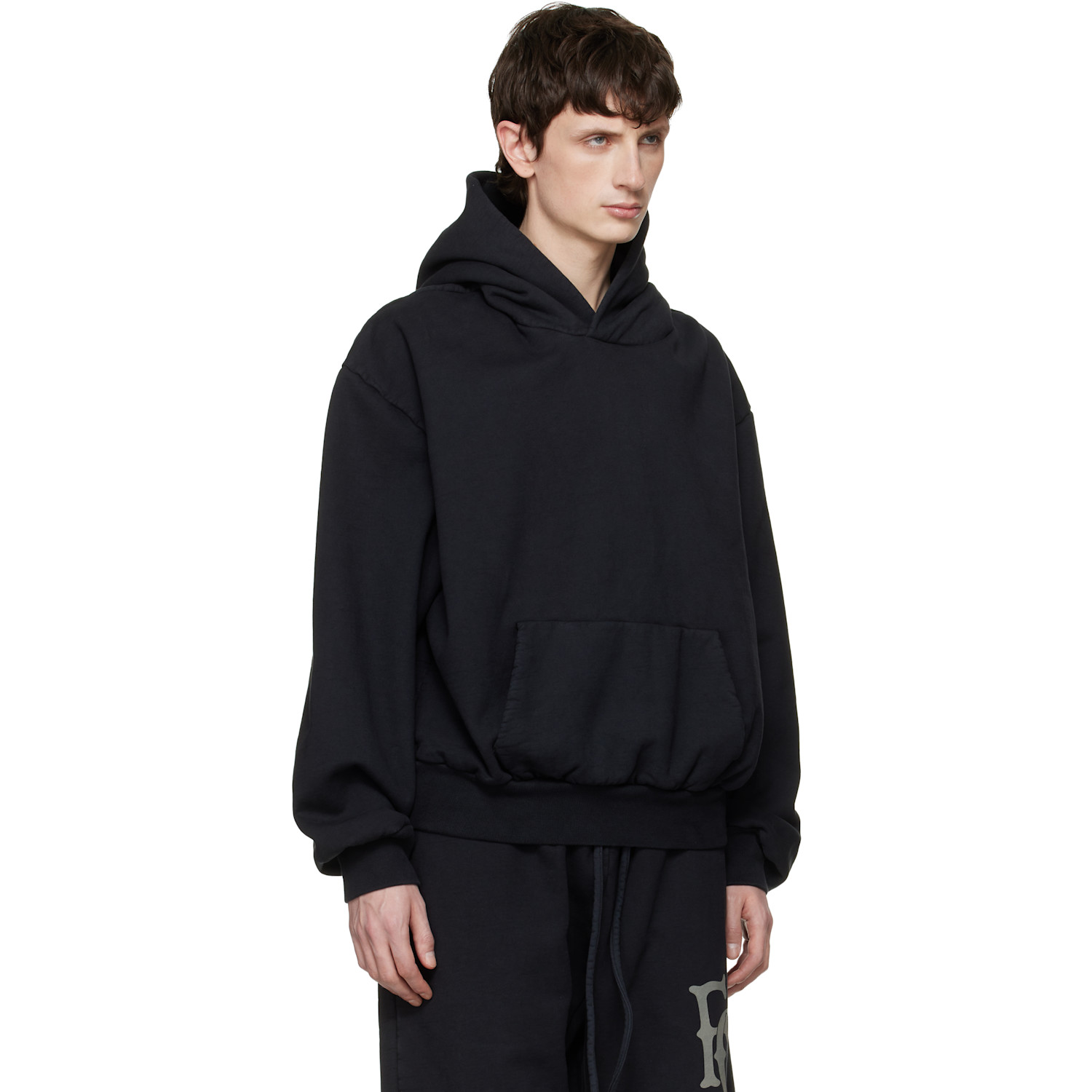  Fear Of God Pull à Capuche Noir à Effet Décoloré Au Soleil, à Poche Kangourou Et à Emmanchures Basses 