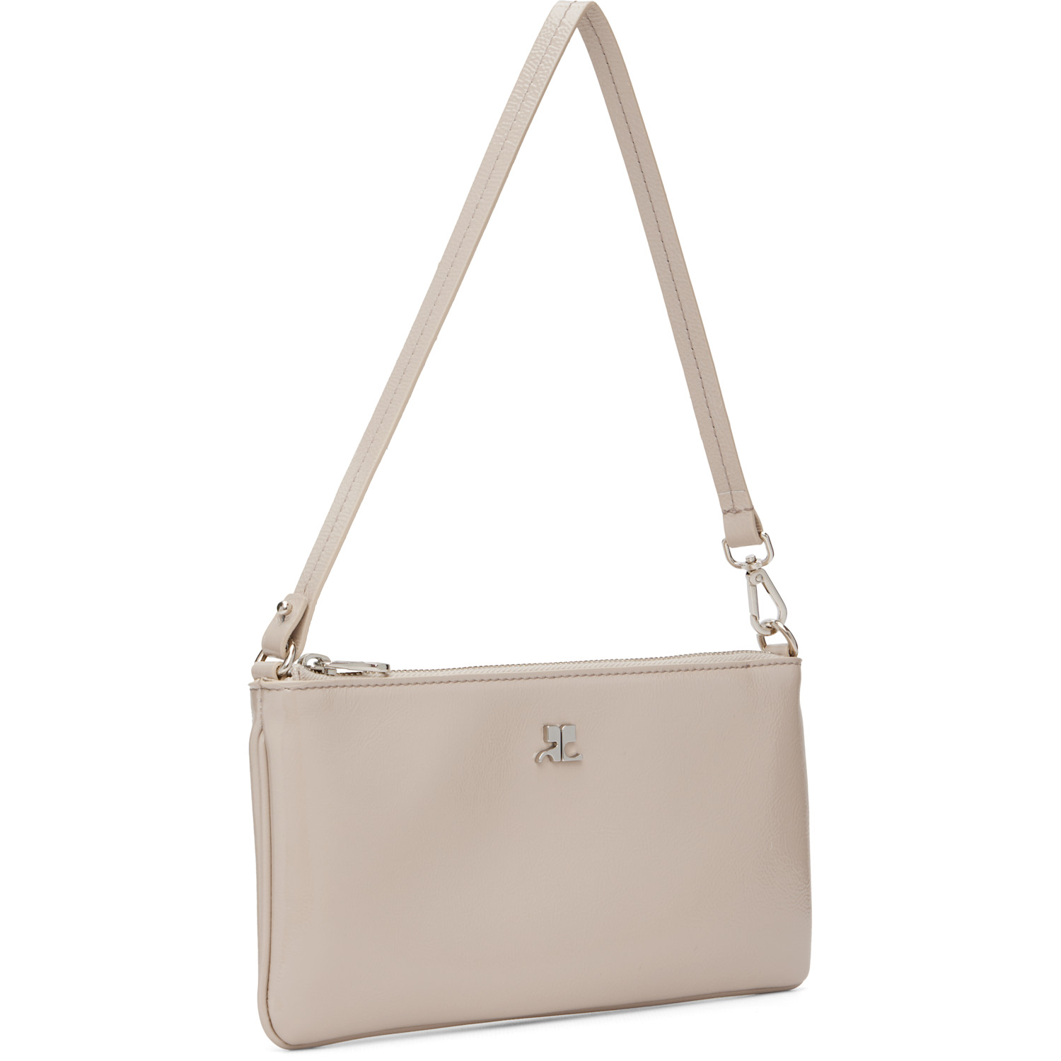  Courrèges Beige Zipped Naplack Pouch 
