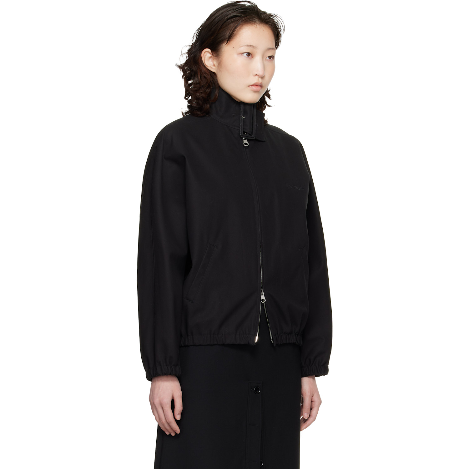  Courrèges Black Buckle Zipped Bomber Jacket 