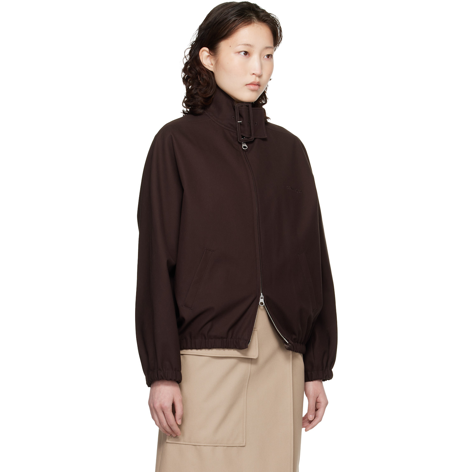  Courrèges Brown Buckle Zipped Bomber Jacket 