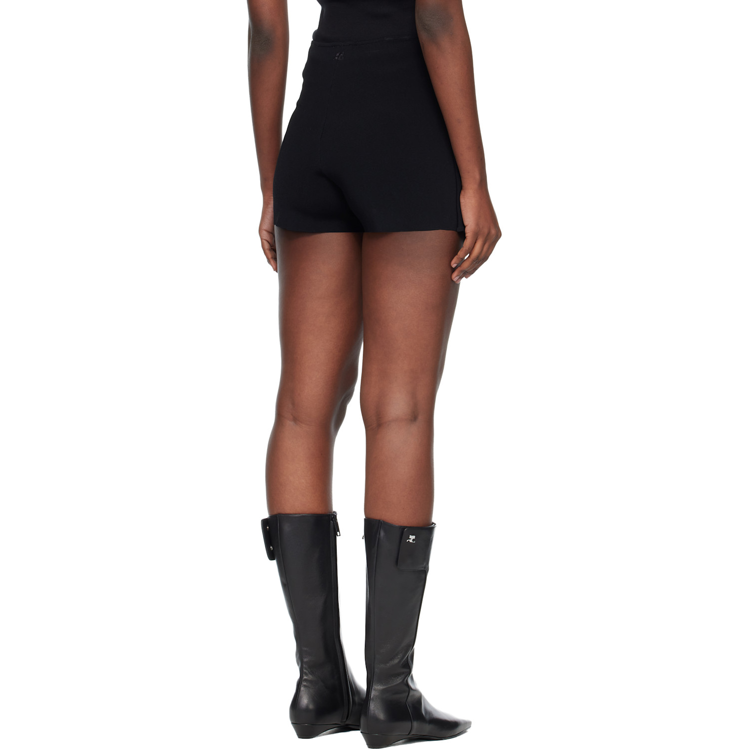 Courrèges Black Oblique Buttoned Knit Mini Skort 