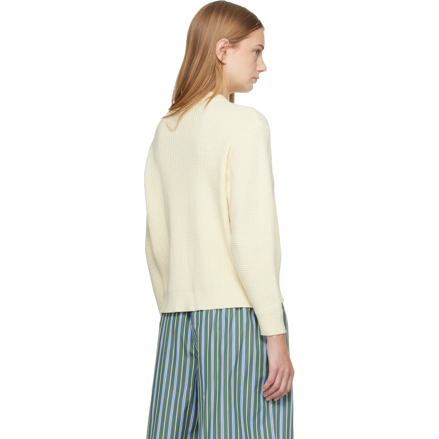  Hommegirls Off-white Waffle Knit Sweater 