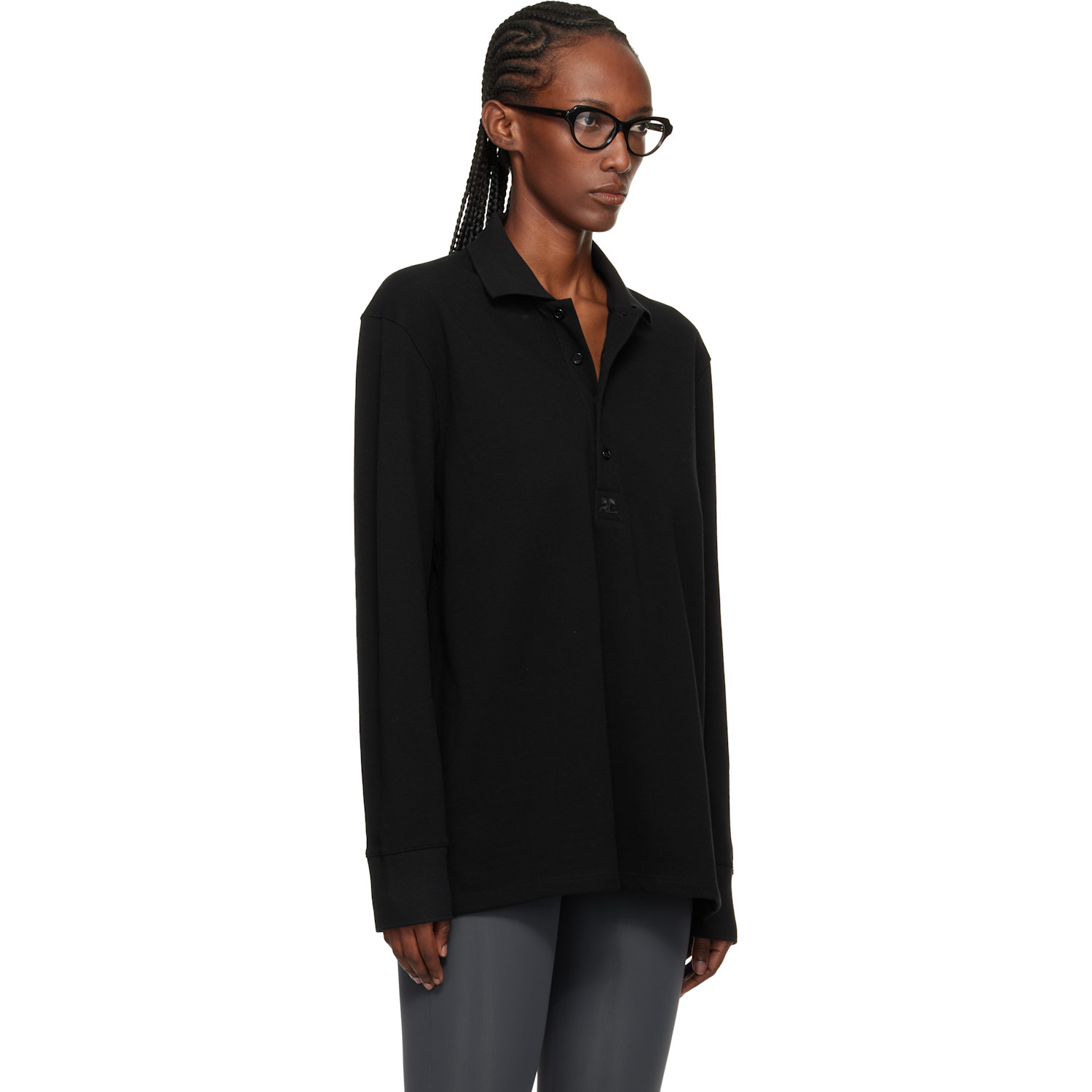  Courrèges Black Oversized Polo 