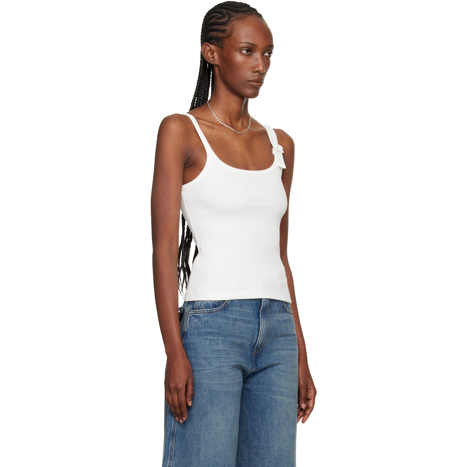  Courrèges White Buckle 90's Rib Tank Top 