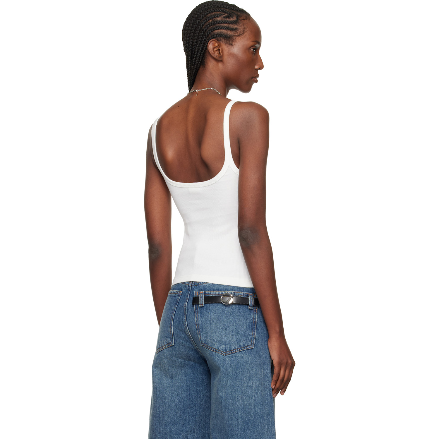  Courrèges White Buckle 90's Rib Tank Top 