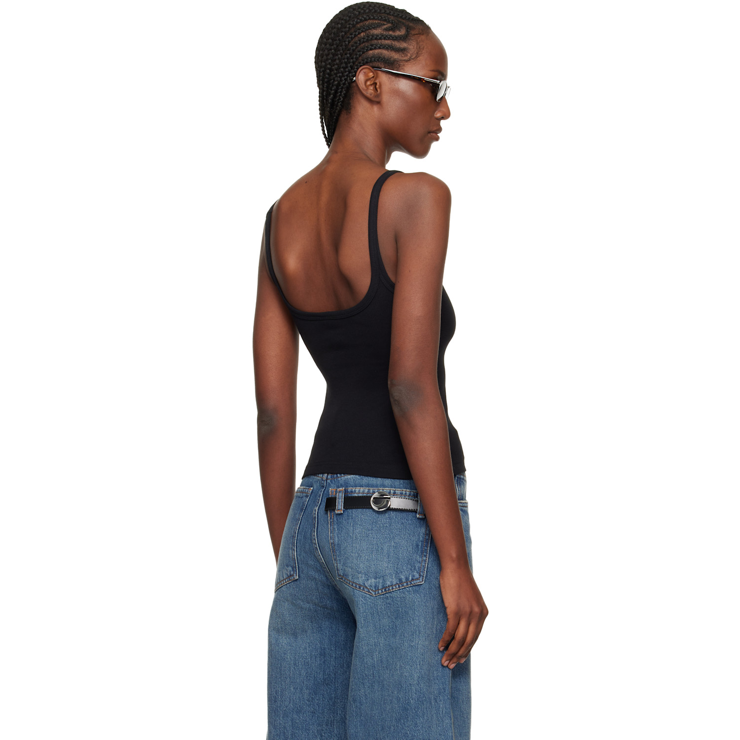  Courrèges Black Buckle 90's Rib Tank Top 