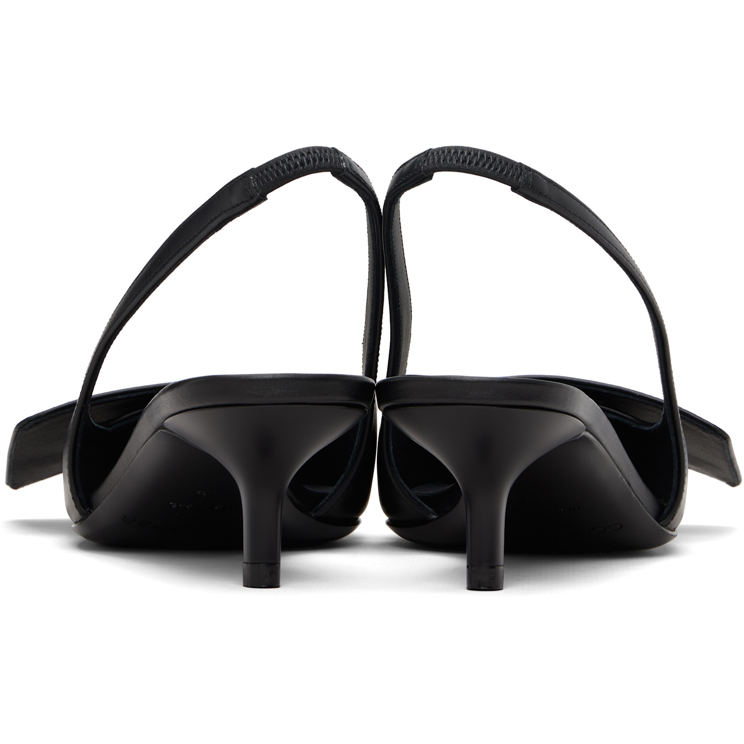  Courrèges Black Fold Leather Slingback Heels 