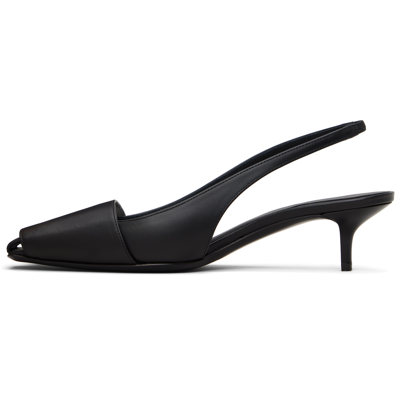  Courrèges Black Fold Leather Slingback Heels 