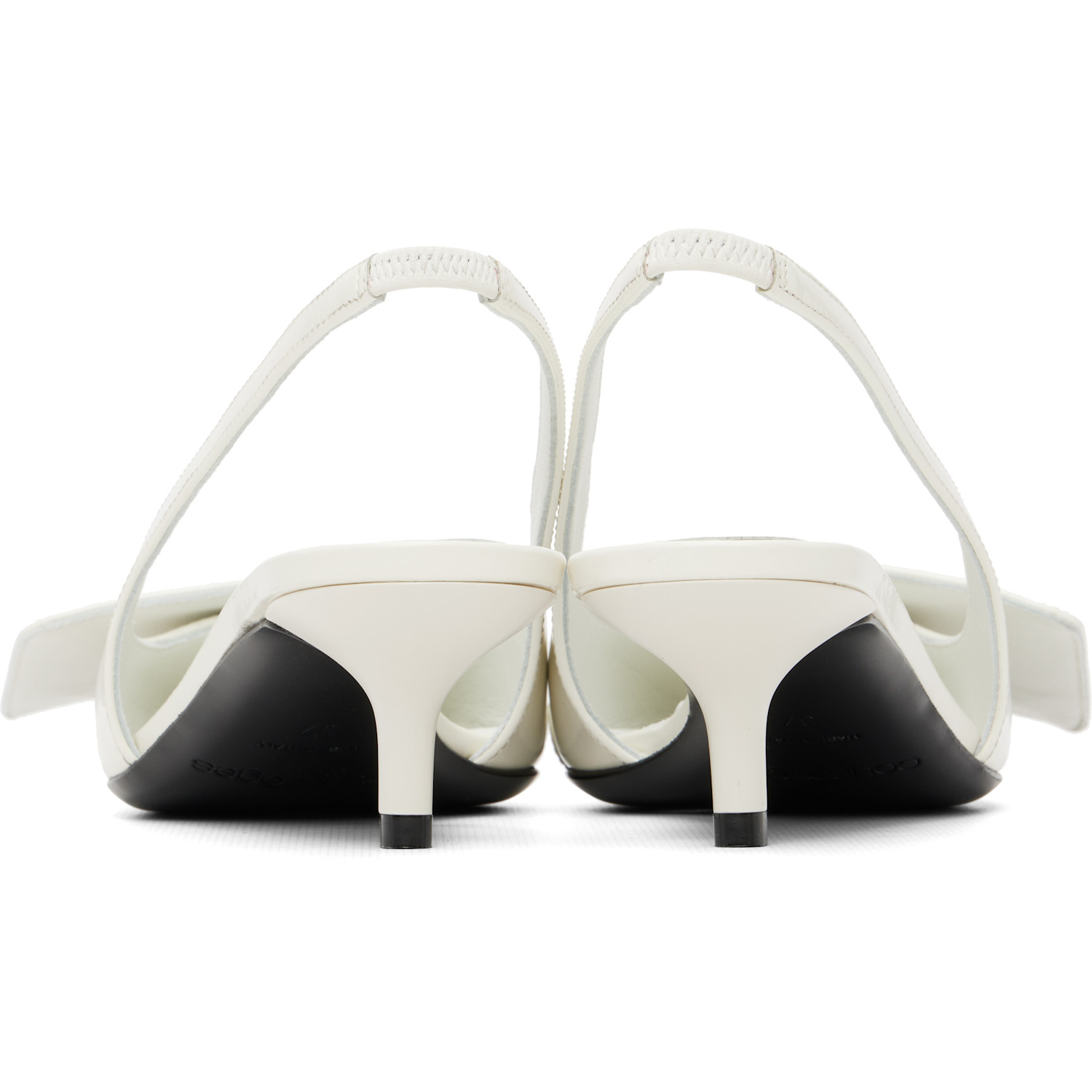  Courrèges White Fold Iced Leather Slingback Heels 