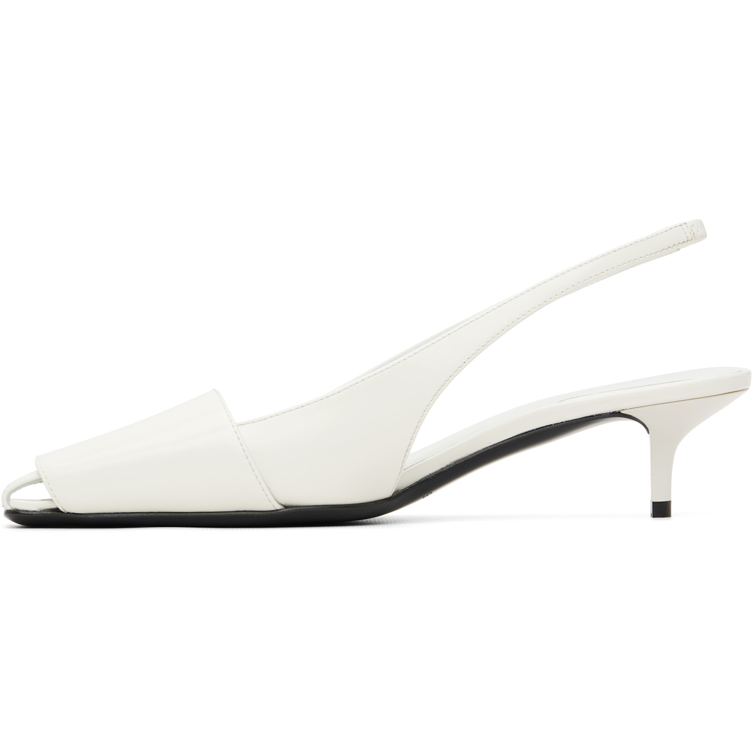  Courrèges White Fold Iced Leather Slingback Heels 