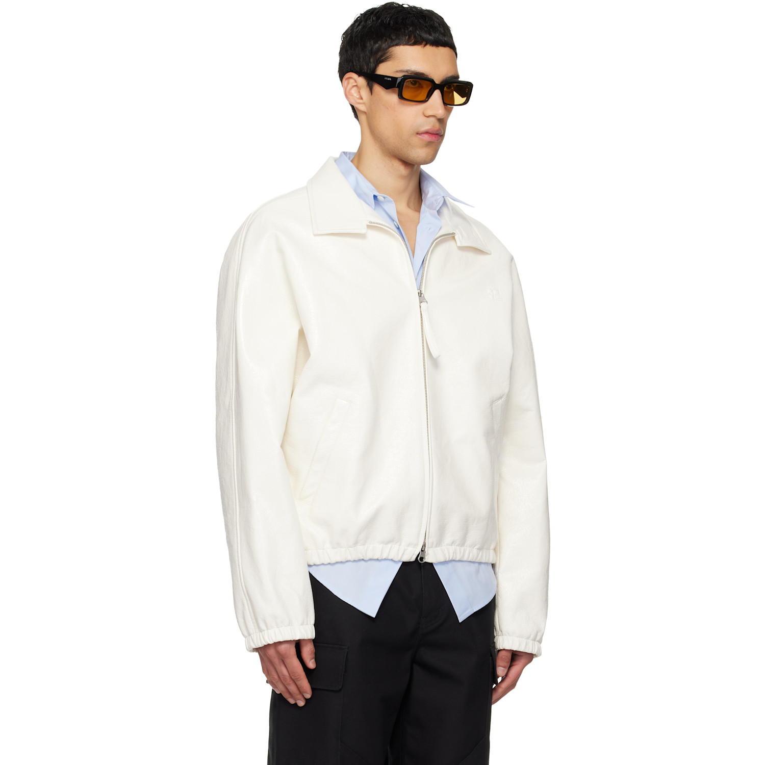  Courrèges Off-white Vinyl Zipped Bomber Jacket 