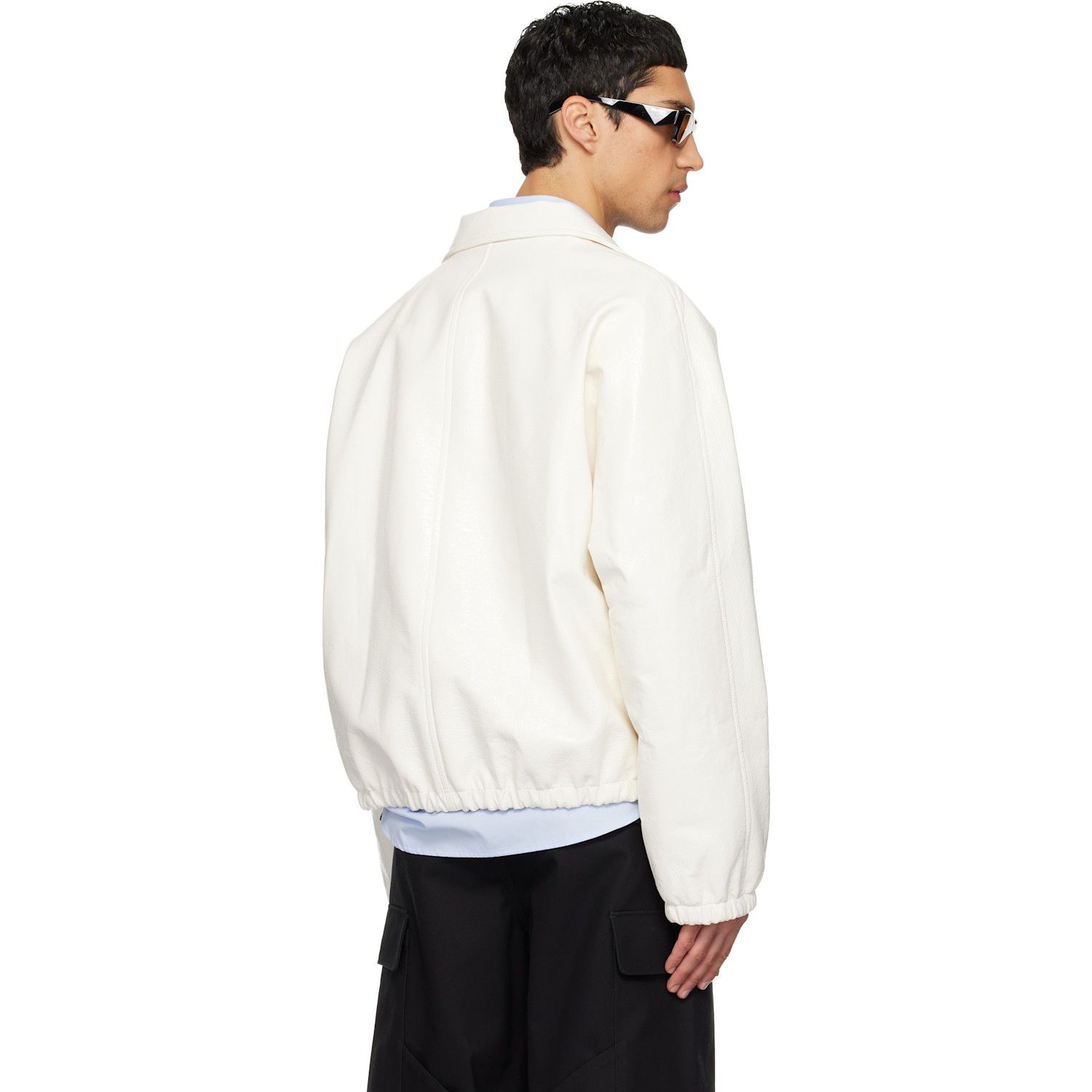 Courrèges Off-white Vinyl Zipped Bomber Jacket 
