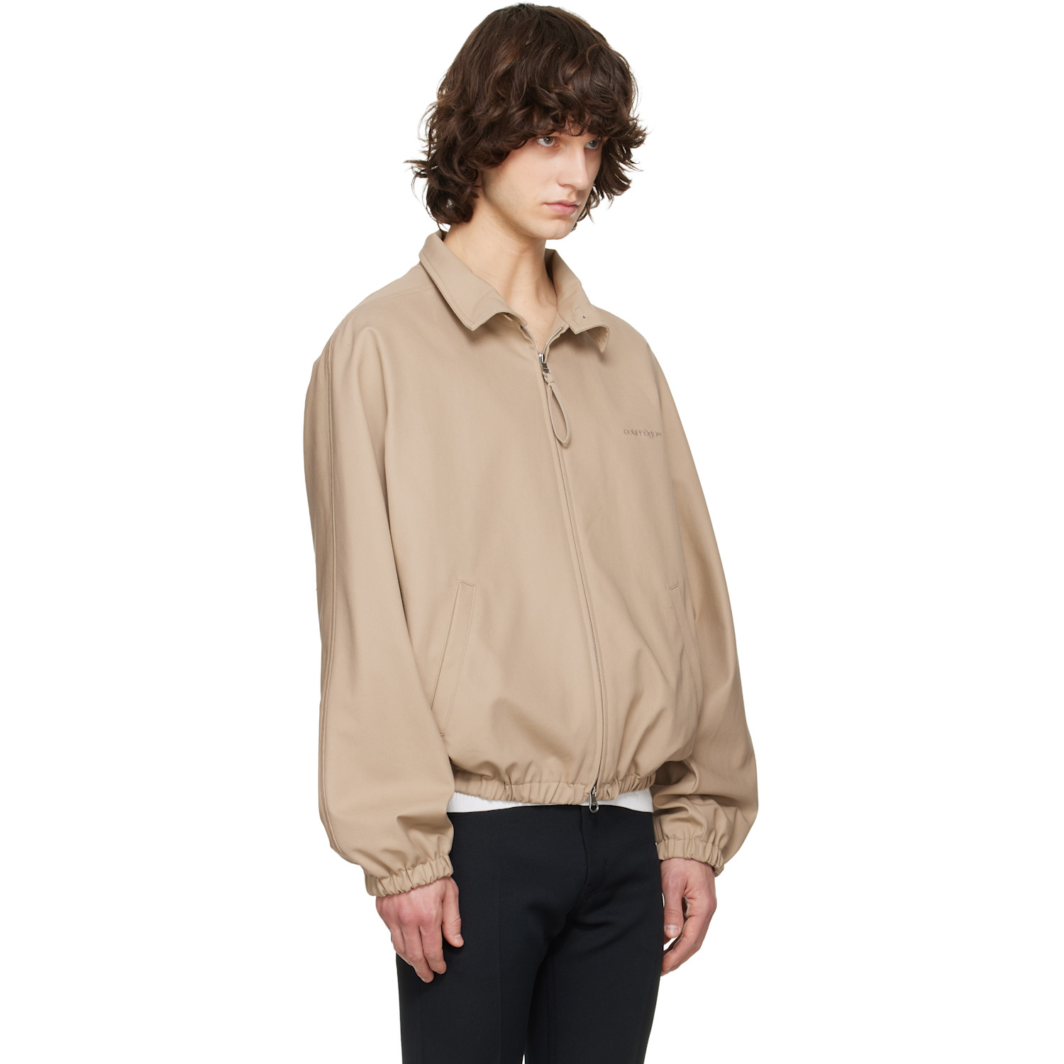  Courrèges Beige Cotton Zipped Bomber Jacket 