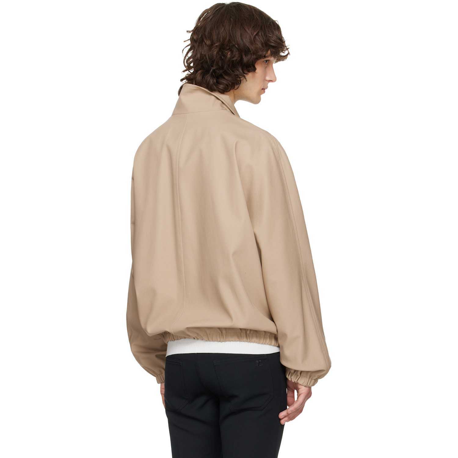  Courrèges Beige Cotton Zipped Bomber Jacket 