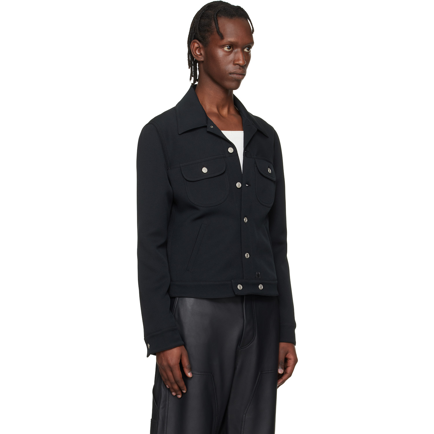  Courrèges Black Signature Twill Trucker Jacket 