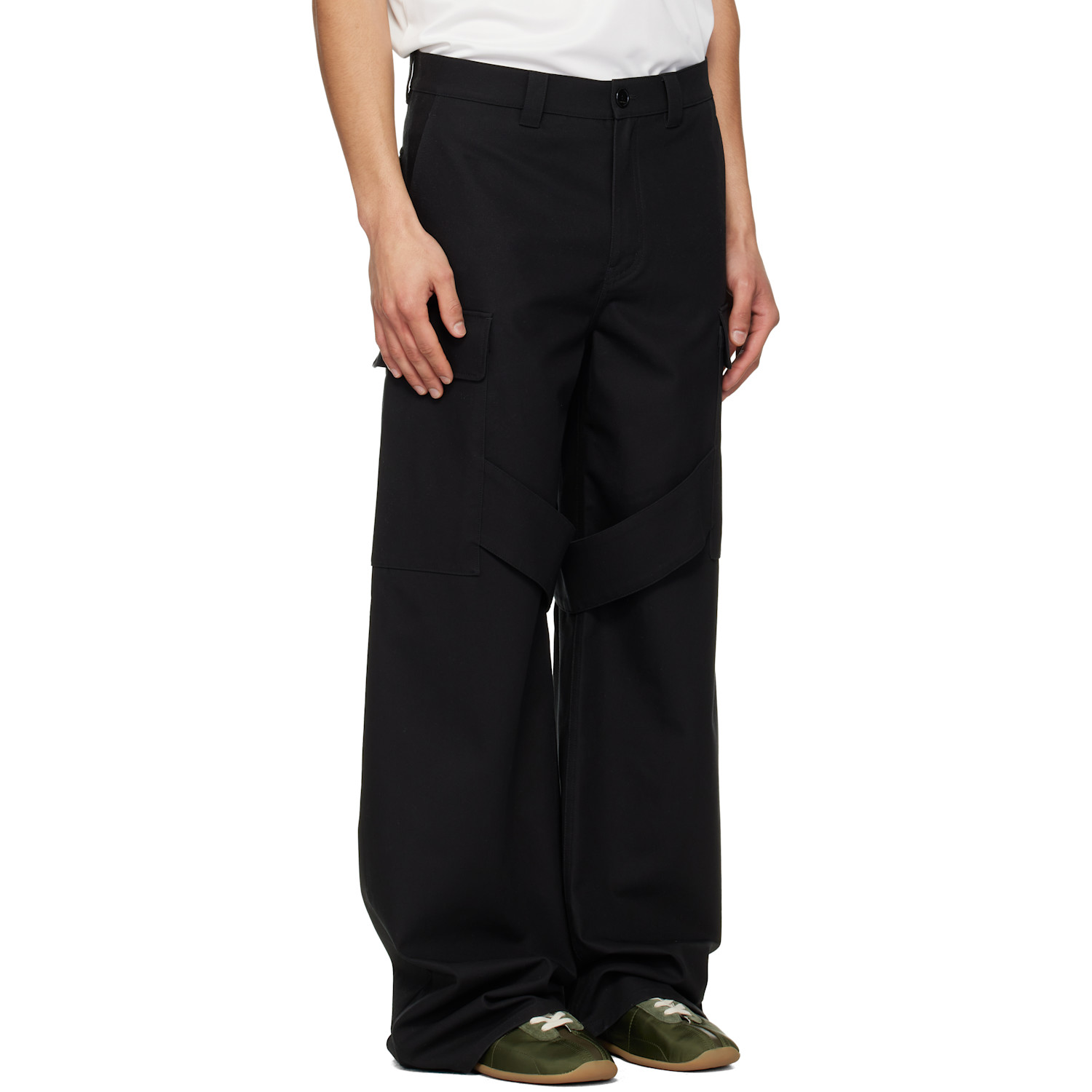  Courrèges Black Utility Chaps Cotton Trousers 