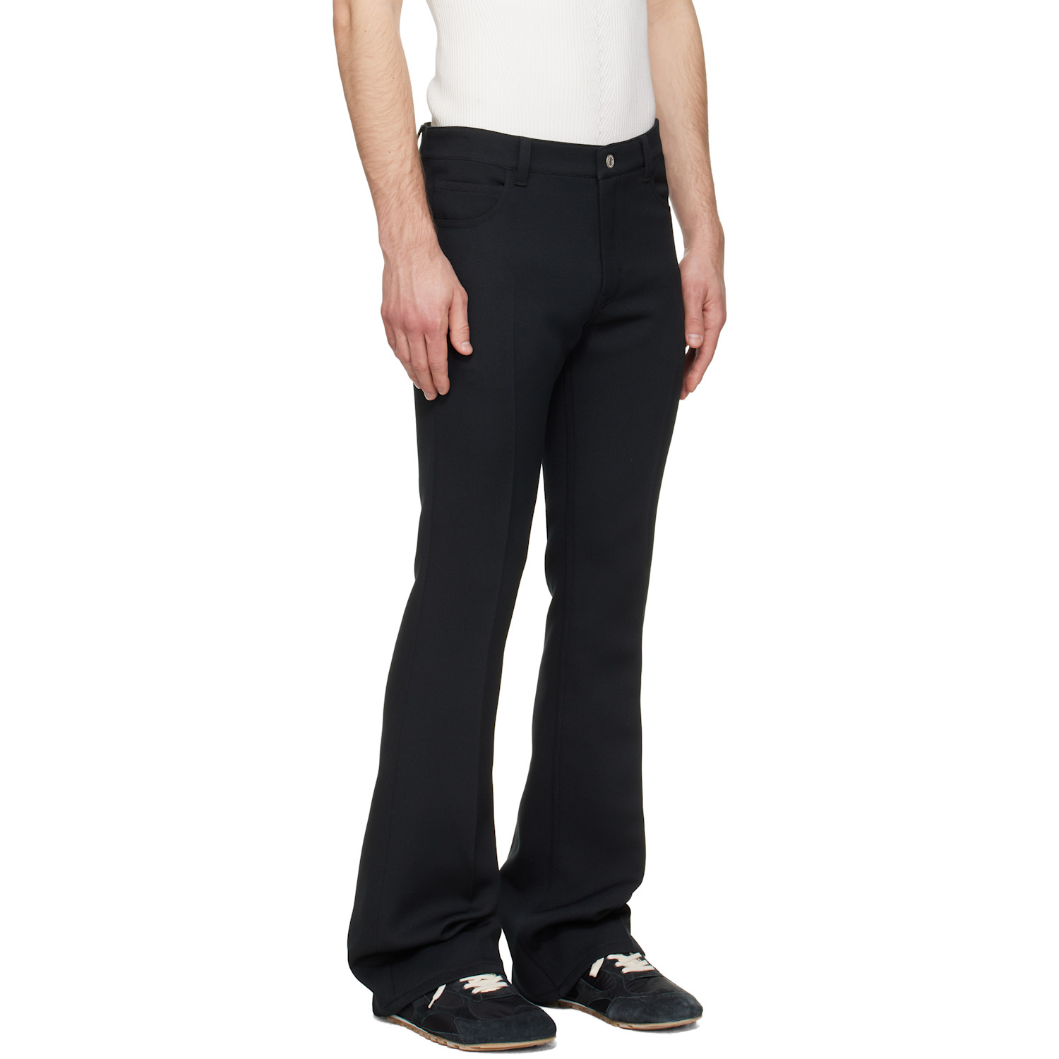  Courrèges Black Signature 70's Bootcut Trousers 