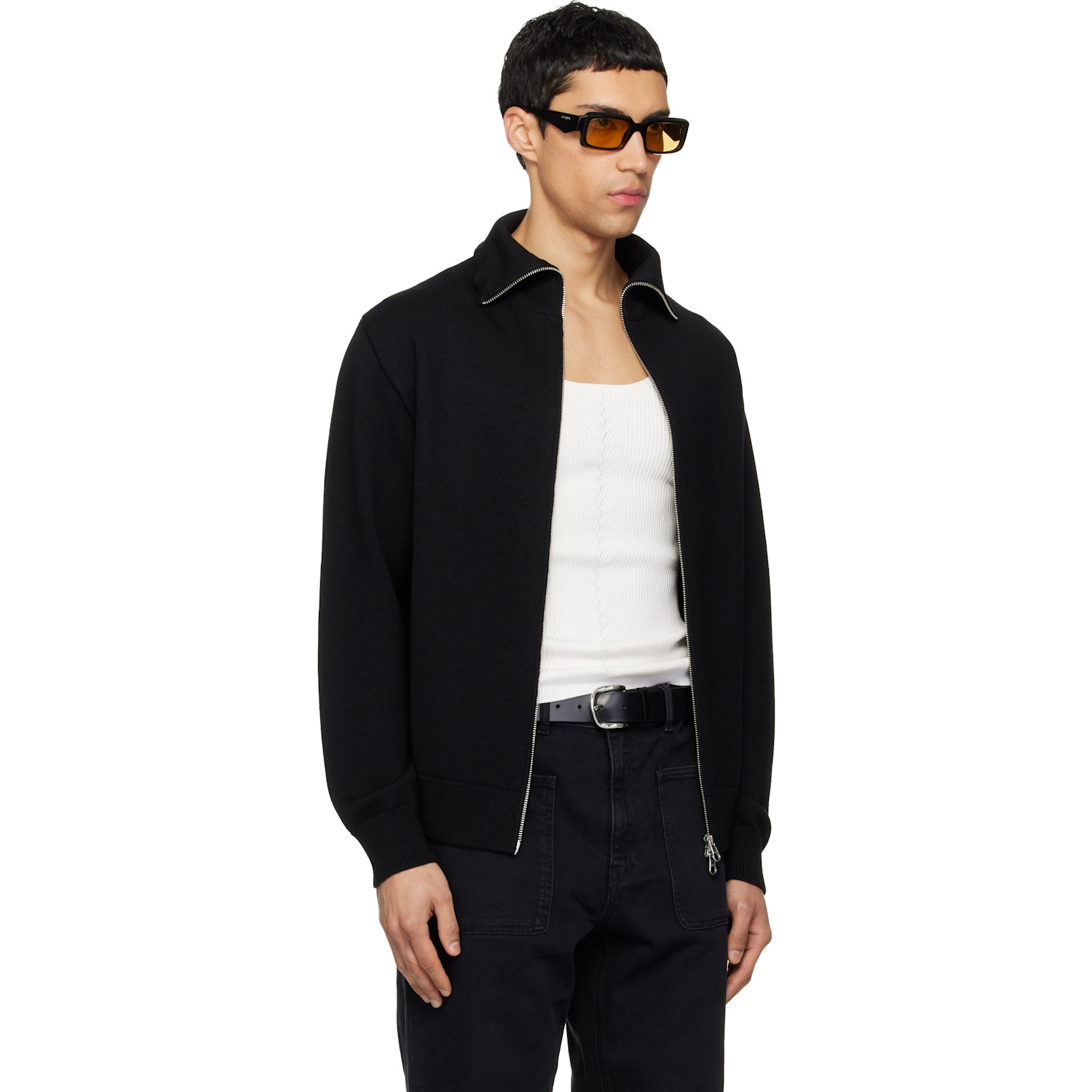  Courrèges Black Zipped Wool Cardigan 