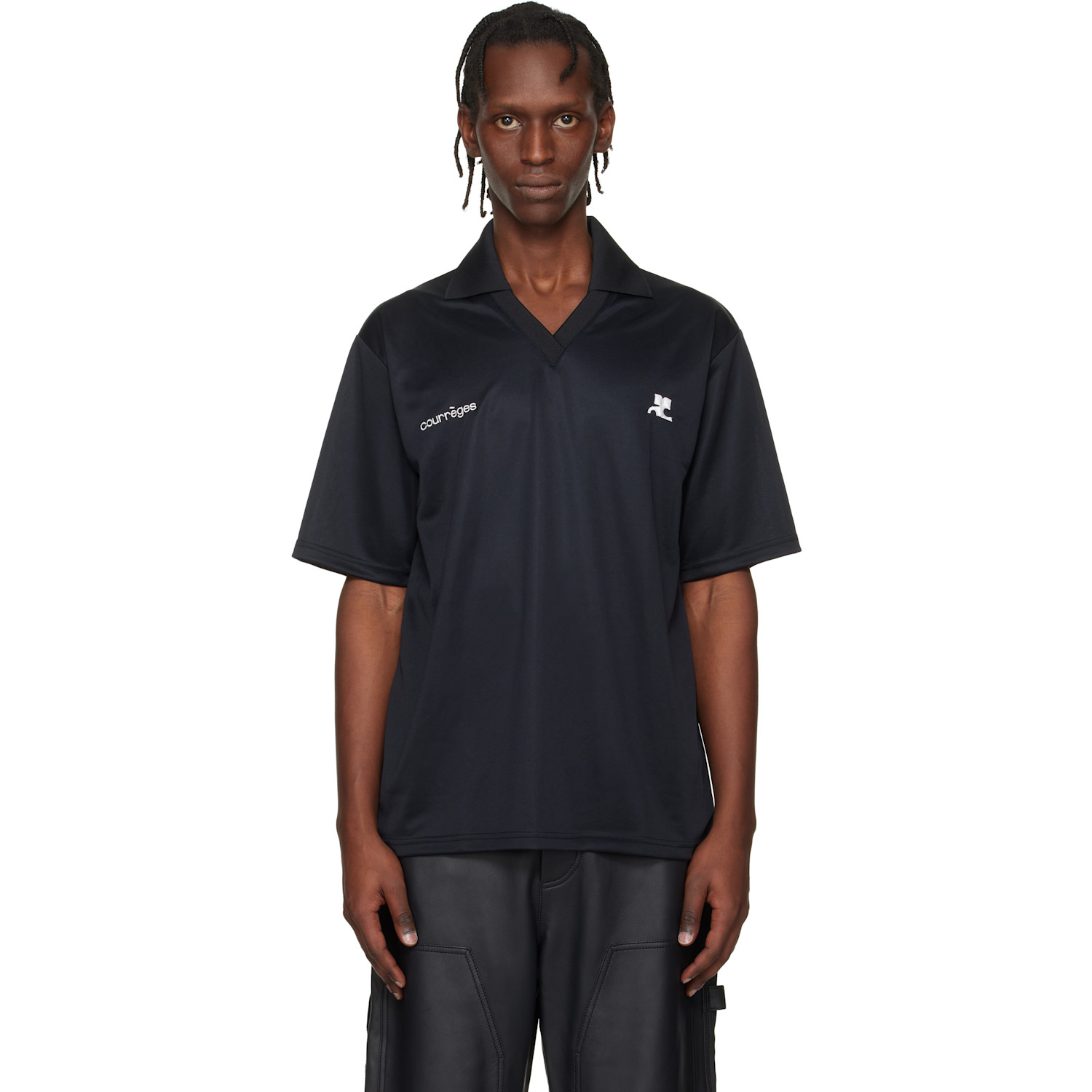 Courrèges Black Oversized Sports Polo