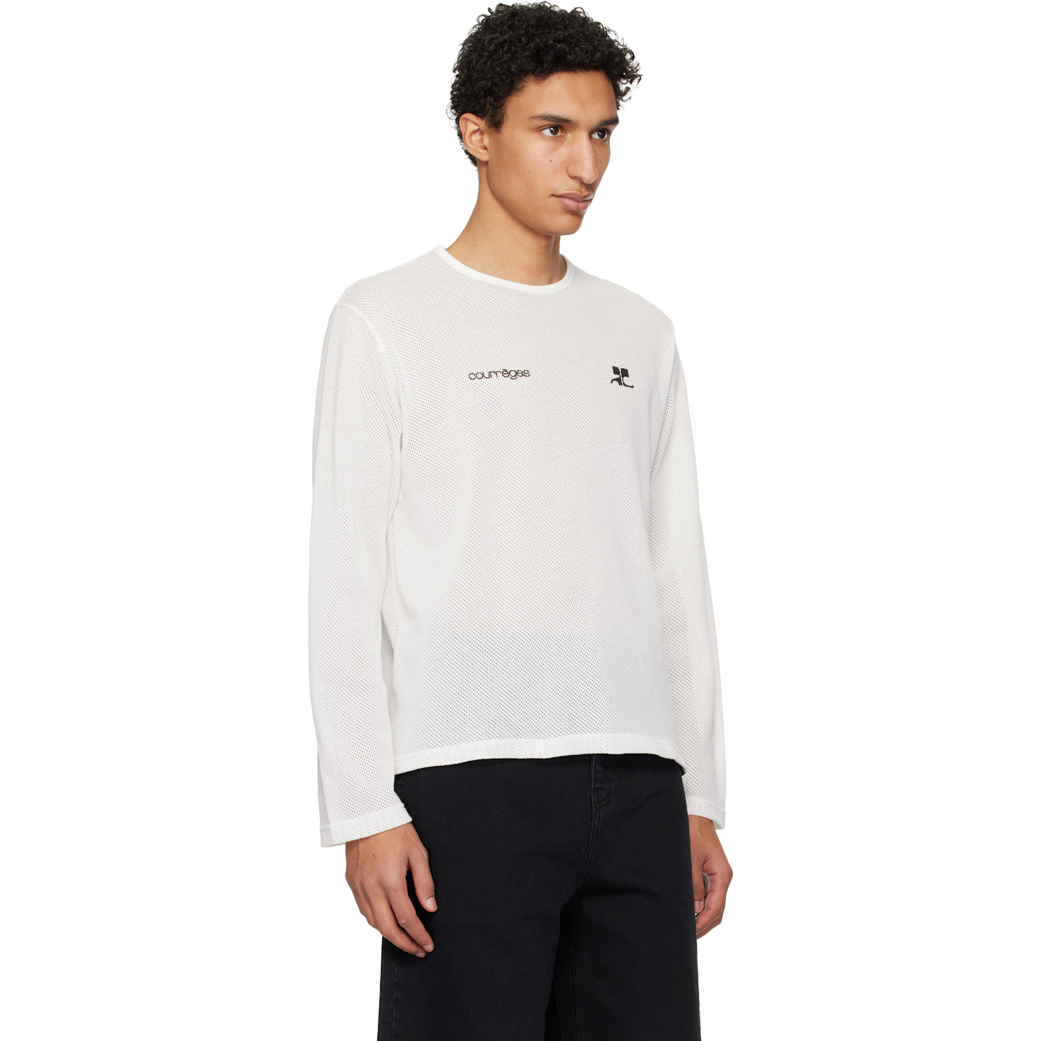  Courrèges White Printed Mesh T-shirt 