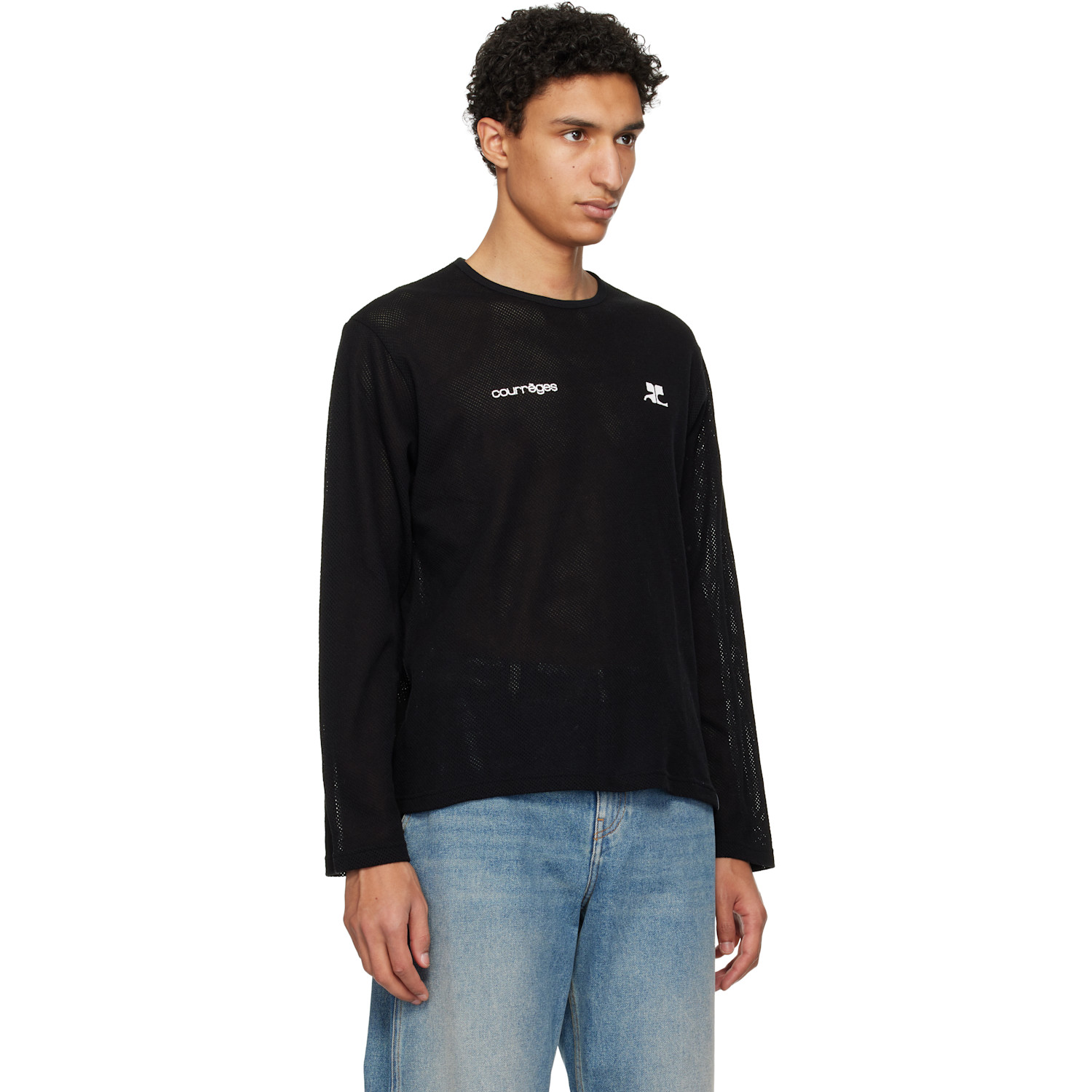  Courrèges Black Printed Mesh T-shirt 