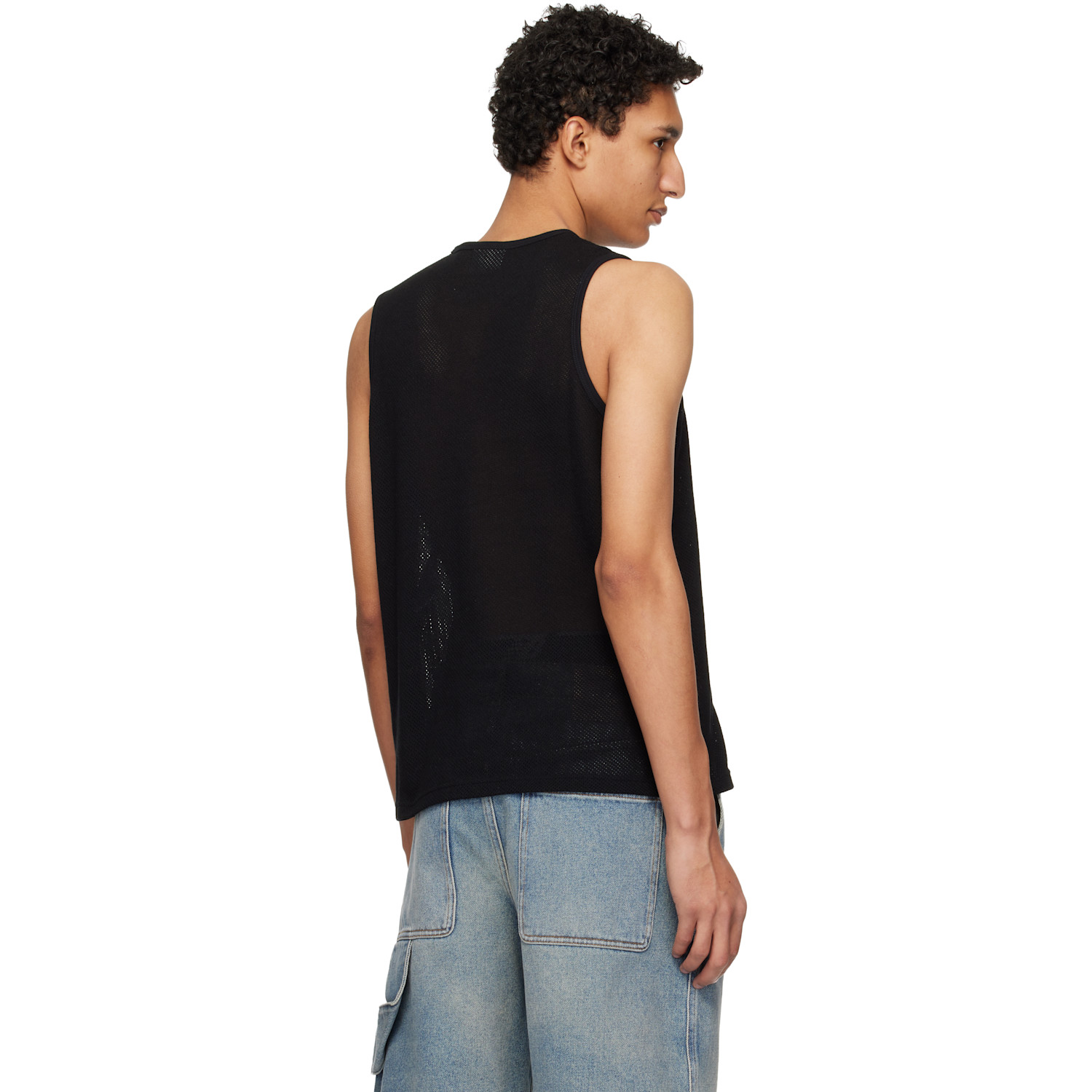  Courrèges Black Printed Mesh Tank Top 