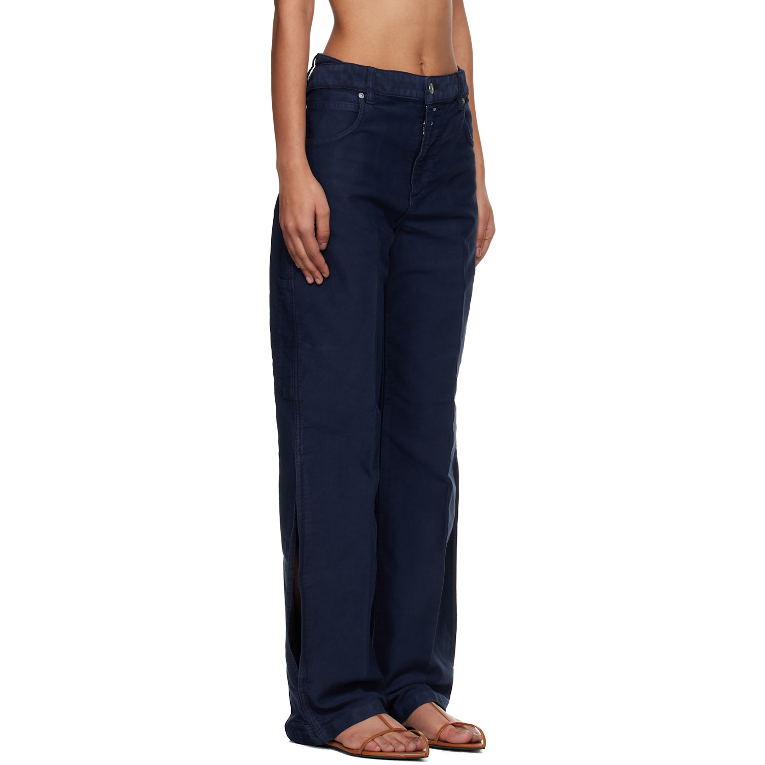  Victoria Beckham Navy Split Utility Trousers 