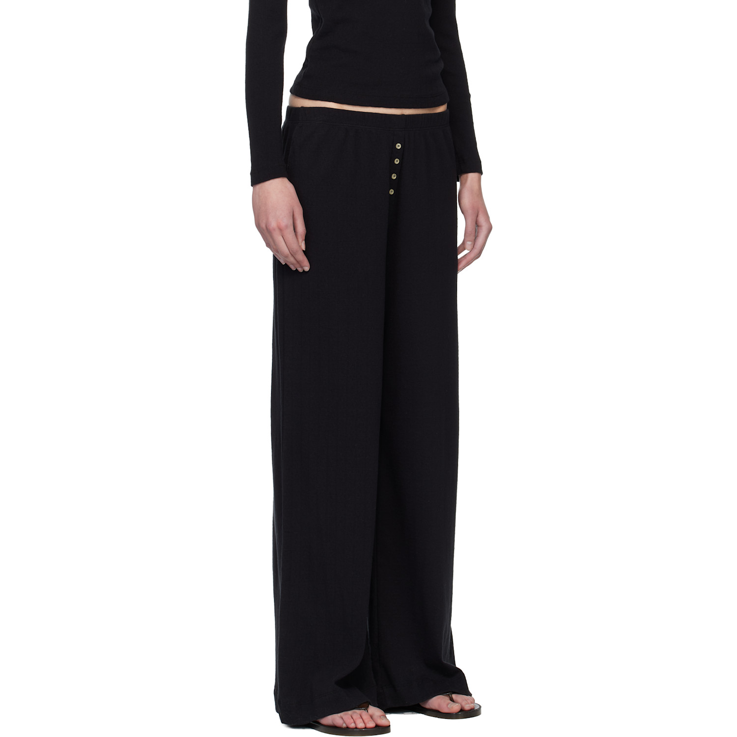  Leset Black Pointelle Boxer Lounge Pants 