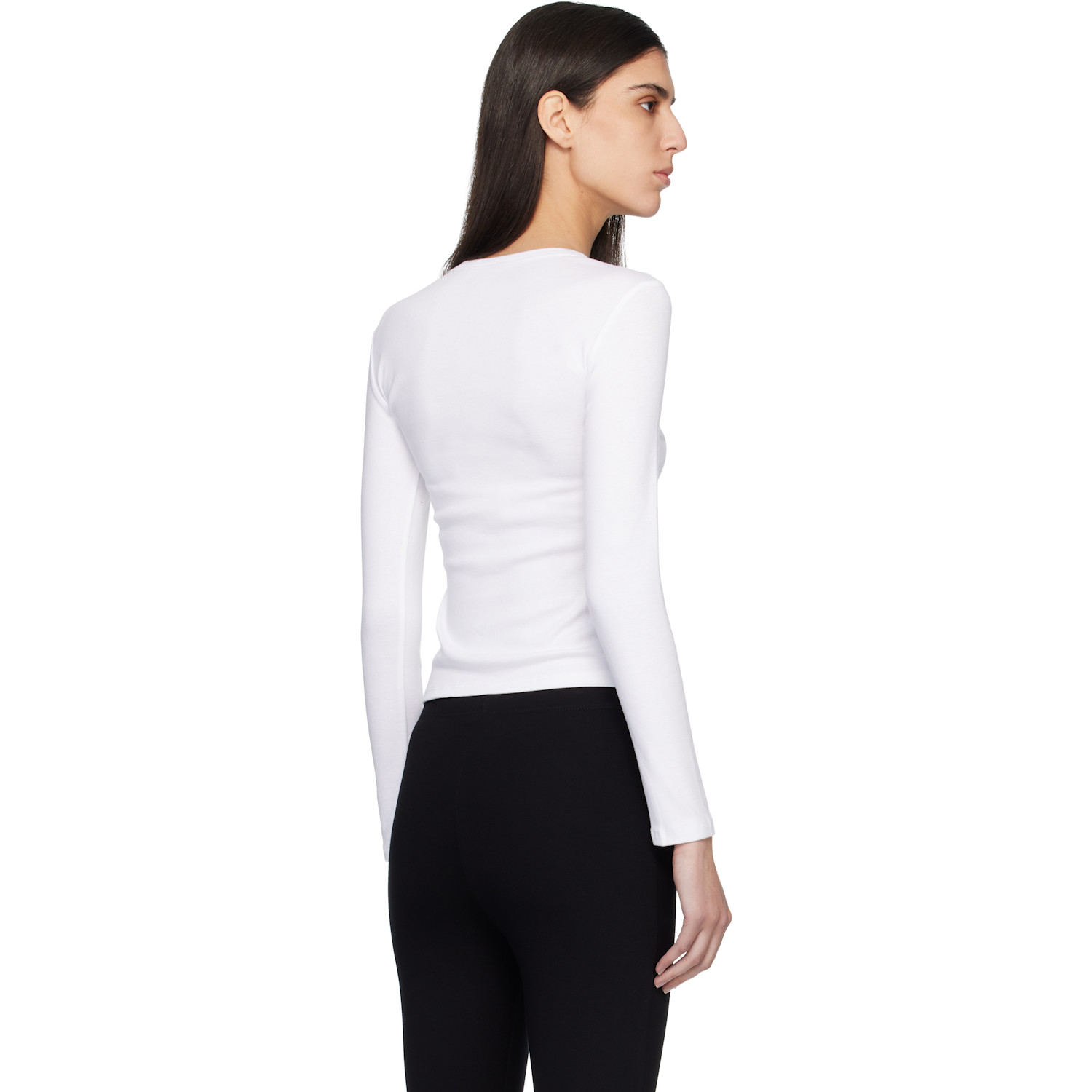  Leset White Nando Slim Fit Long Sleeve T-shirt 