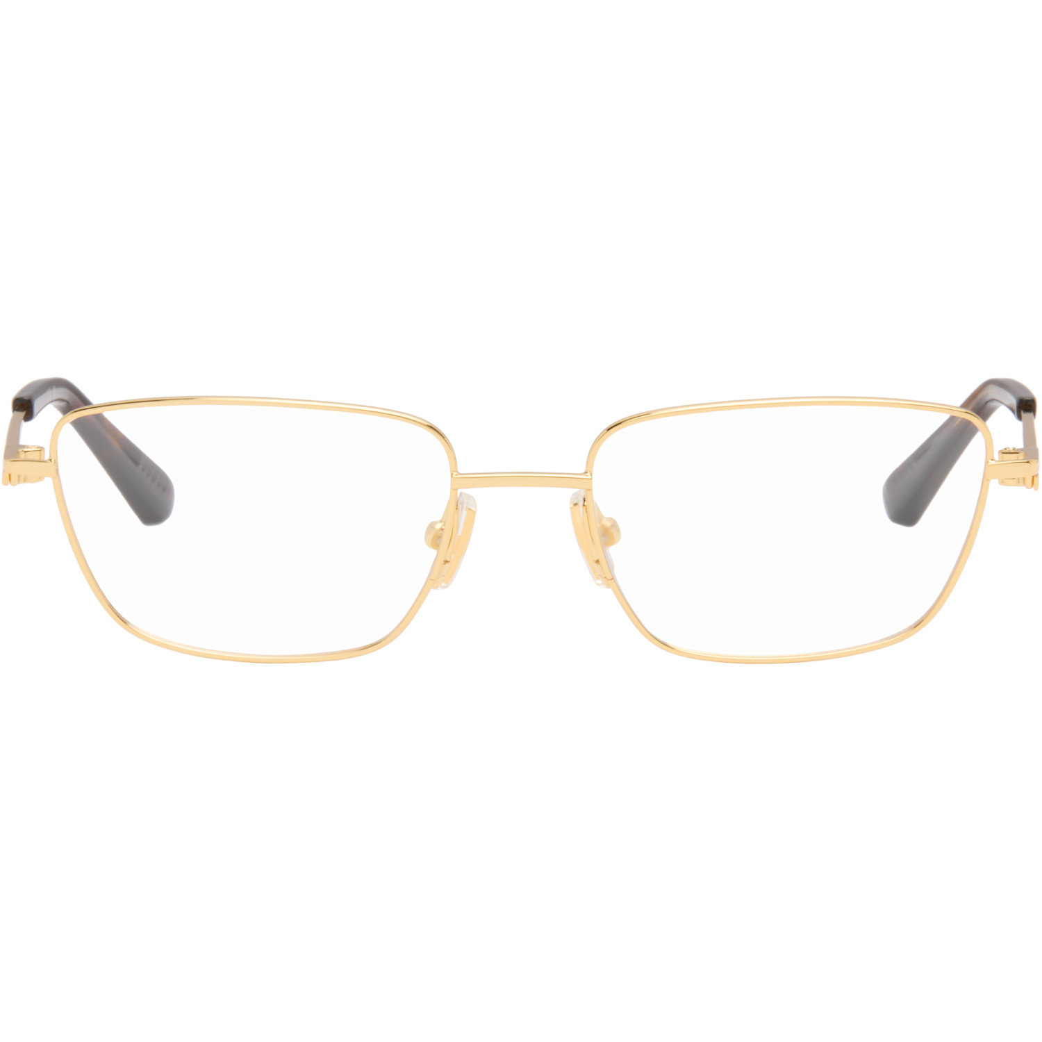 Bottega Veneta Gold Rectangular Ribbon Glasses