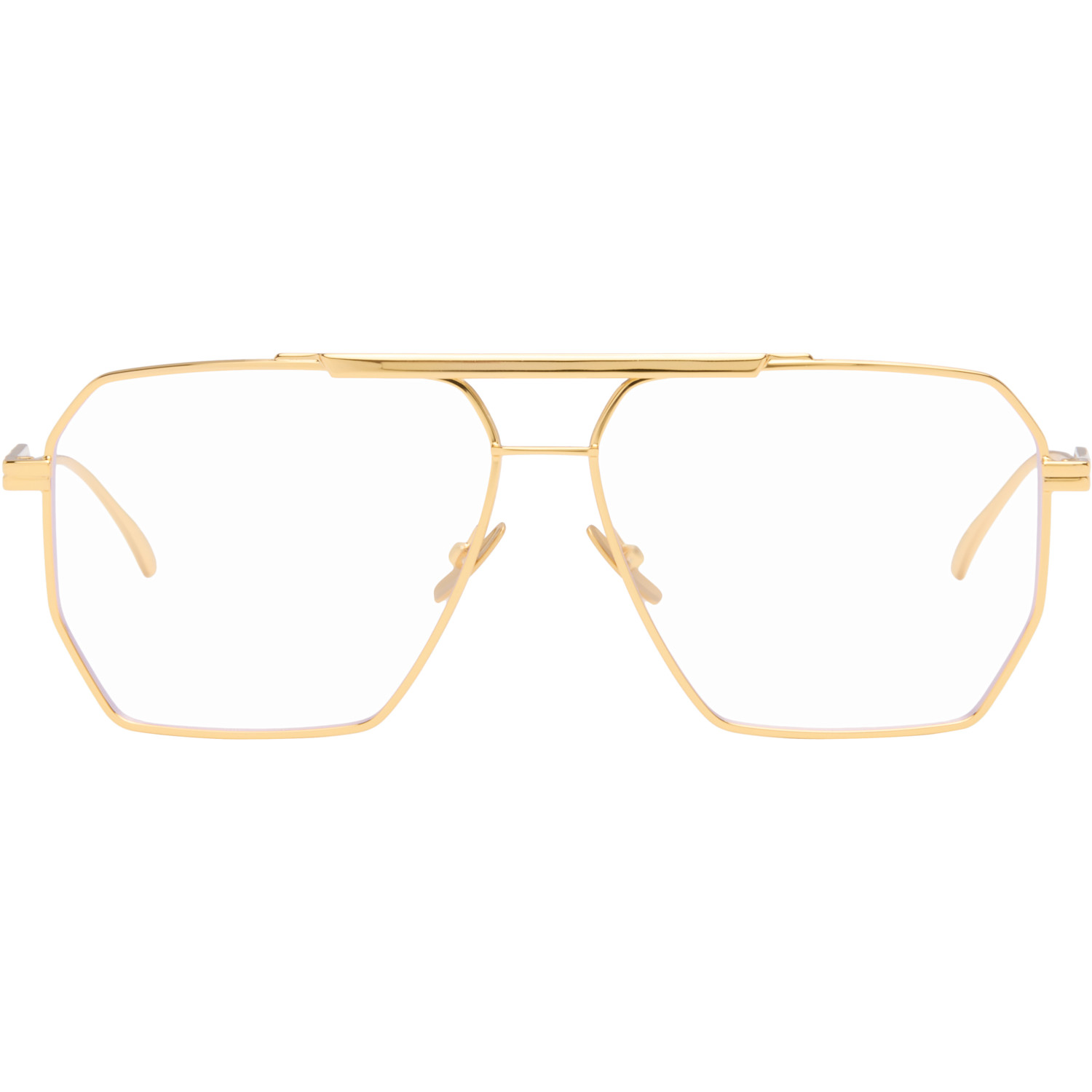 Bottega Veneta Gold Classic Aviator Glasses