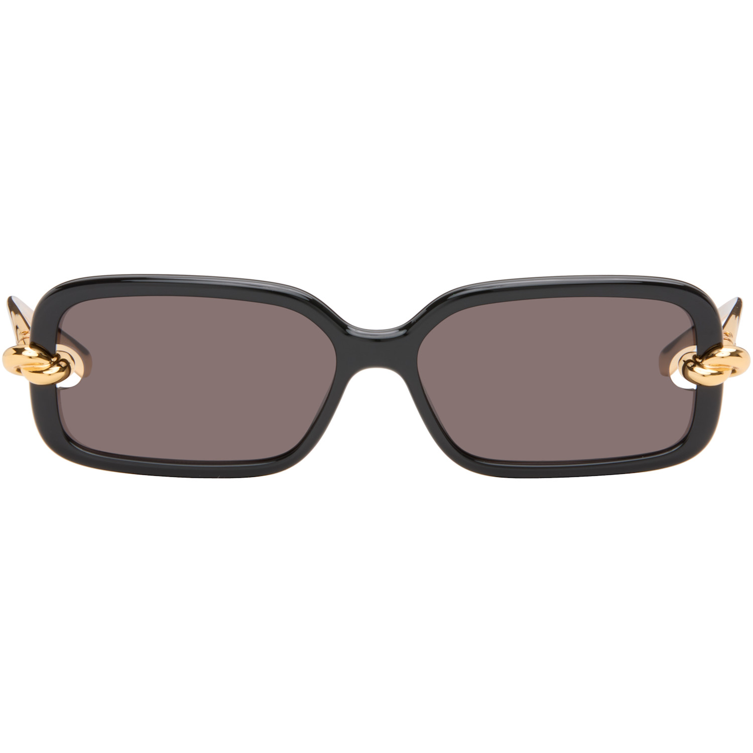 Bottega Veneta Black Knot Rectangular Sunglasses