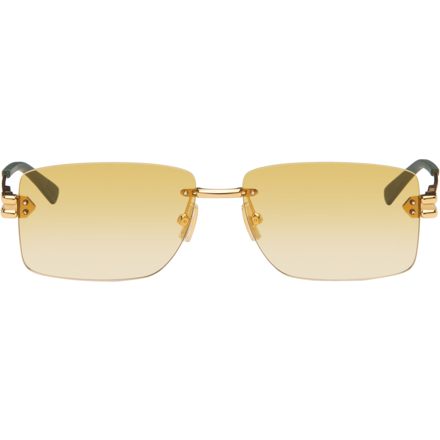 Bottega Veneta Gold Lock Rectangular Sunglasses