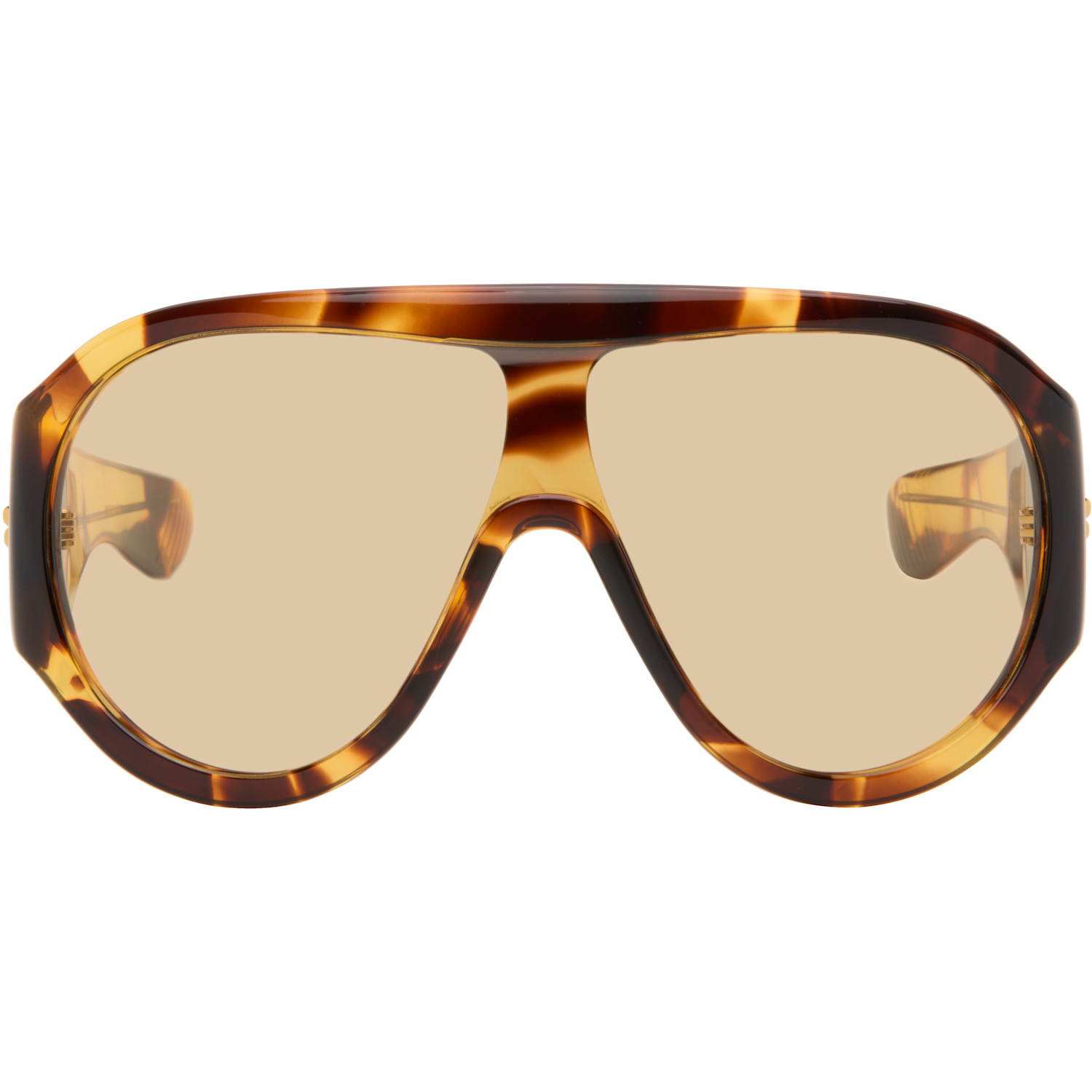 Bottega Veneta Brown Scudo Shield Sunglasses