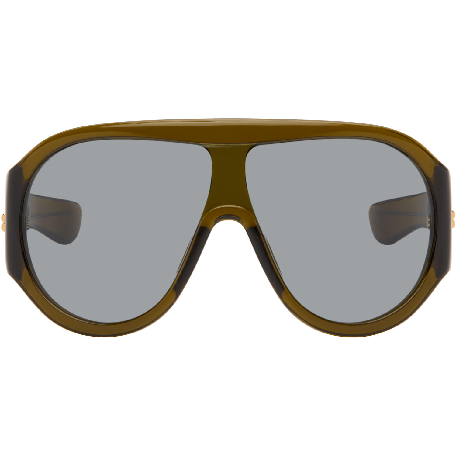 Bottega Veneta Khaki Scudo Shield Sunglasses