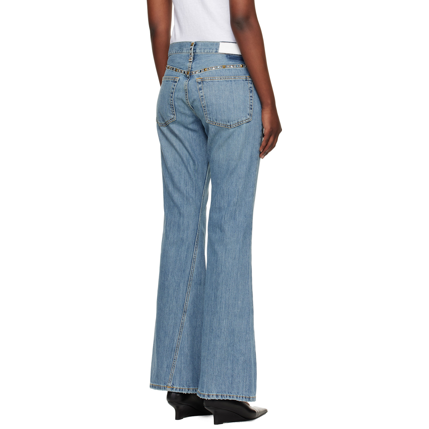  Re/done Blue Twisted Mid Rise Bootcut Jeans 