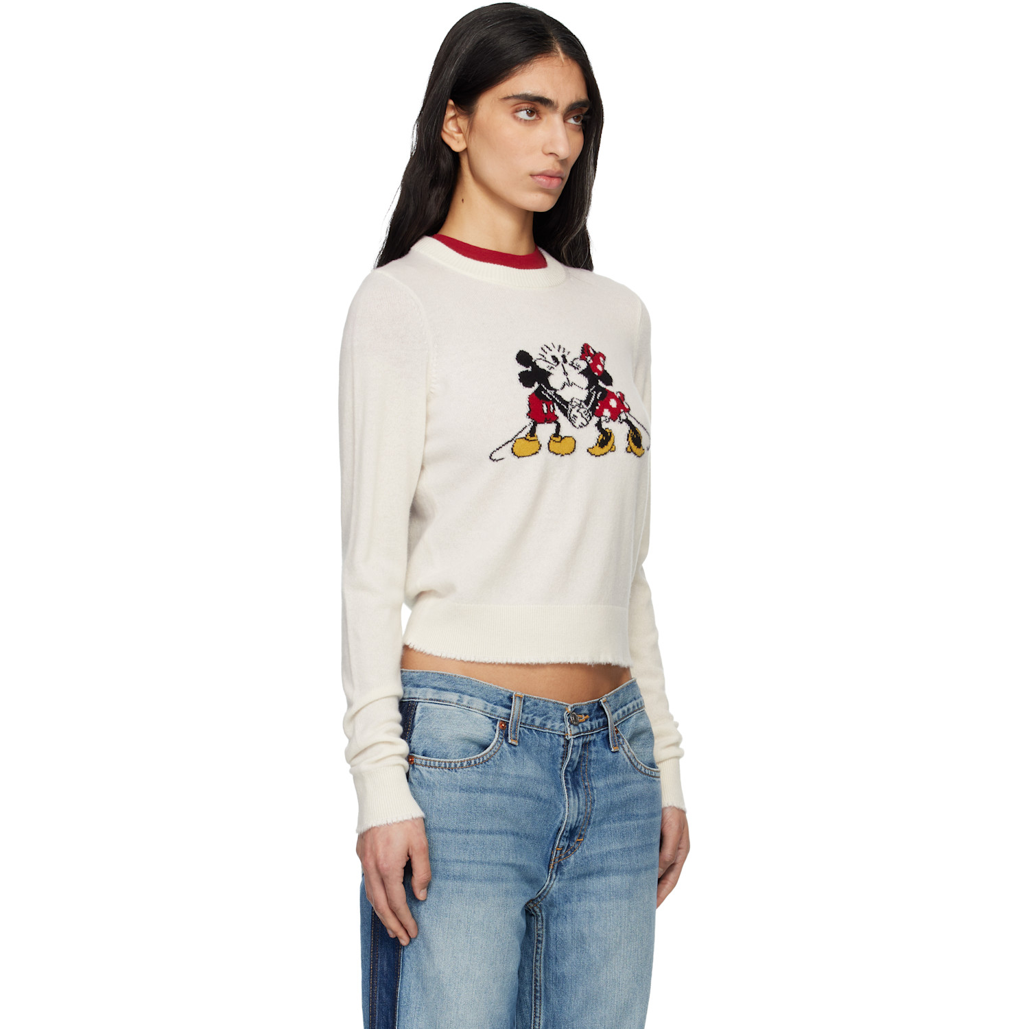  Re/done White Cashmere 'mickey Mouse' Sweater 