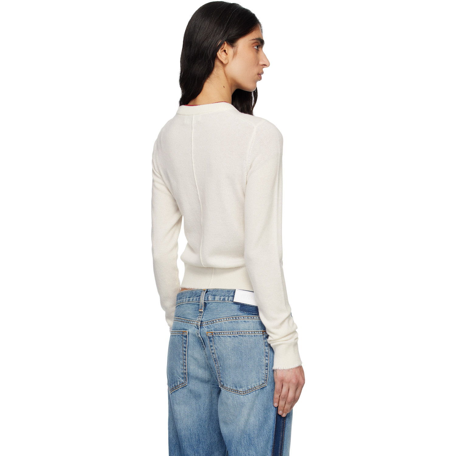  Re/done White Cashmere 'mickey Mouse' Sweater 