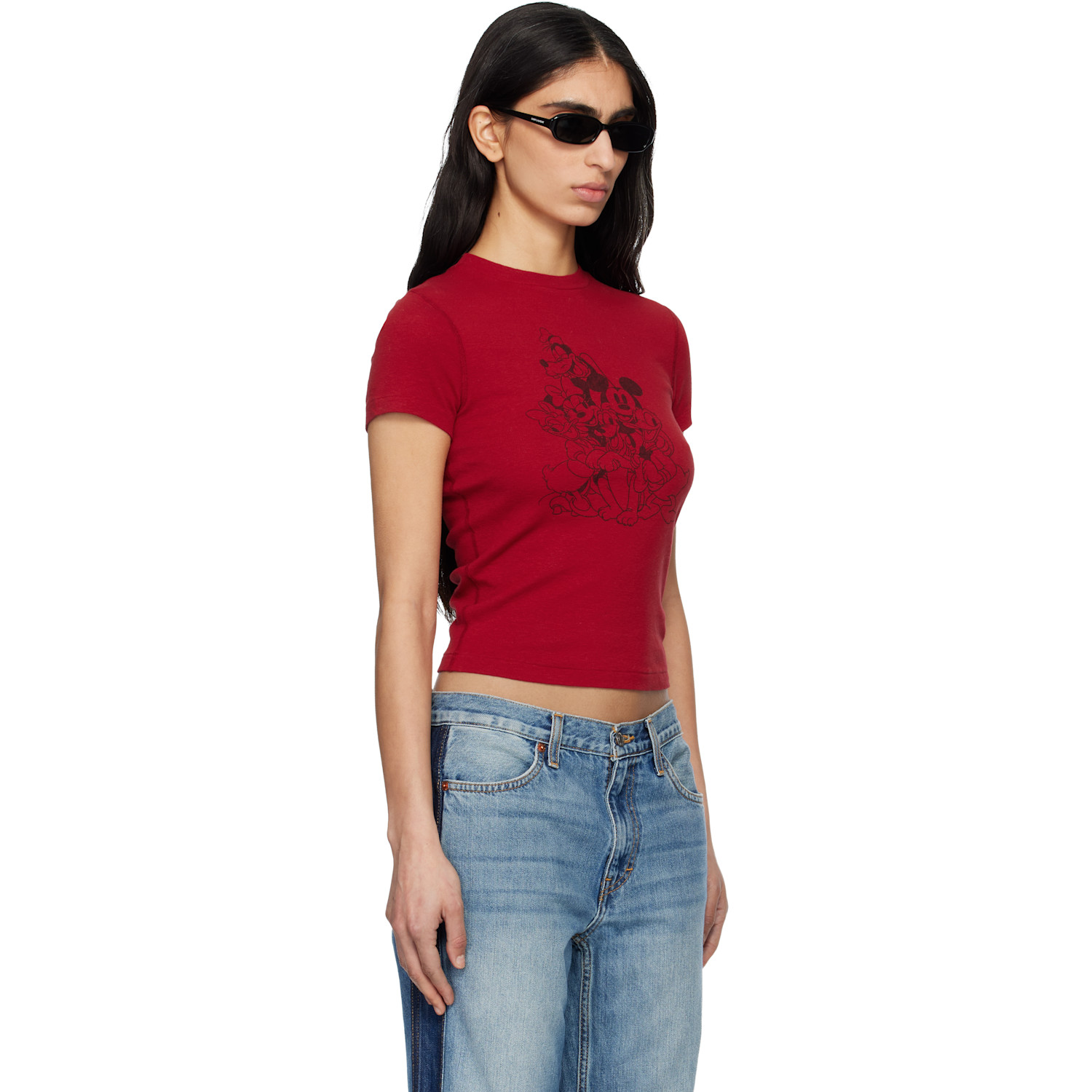  Re/done Red 90s Baby 'mickey Mouse Crew' T-shirt 