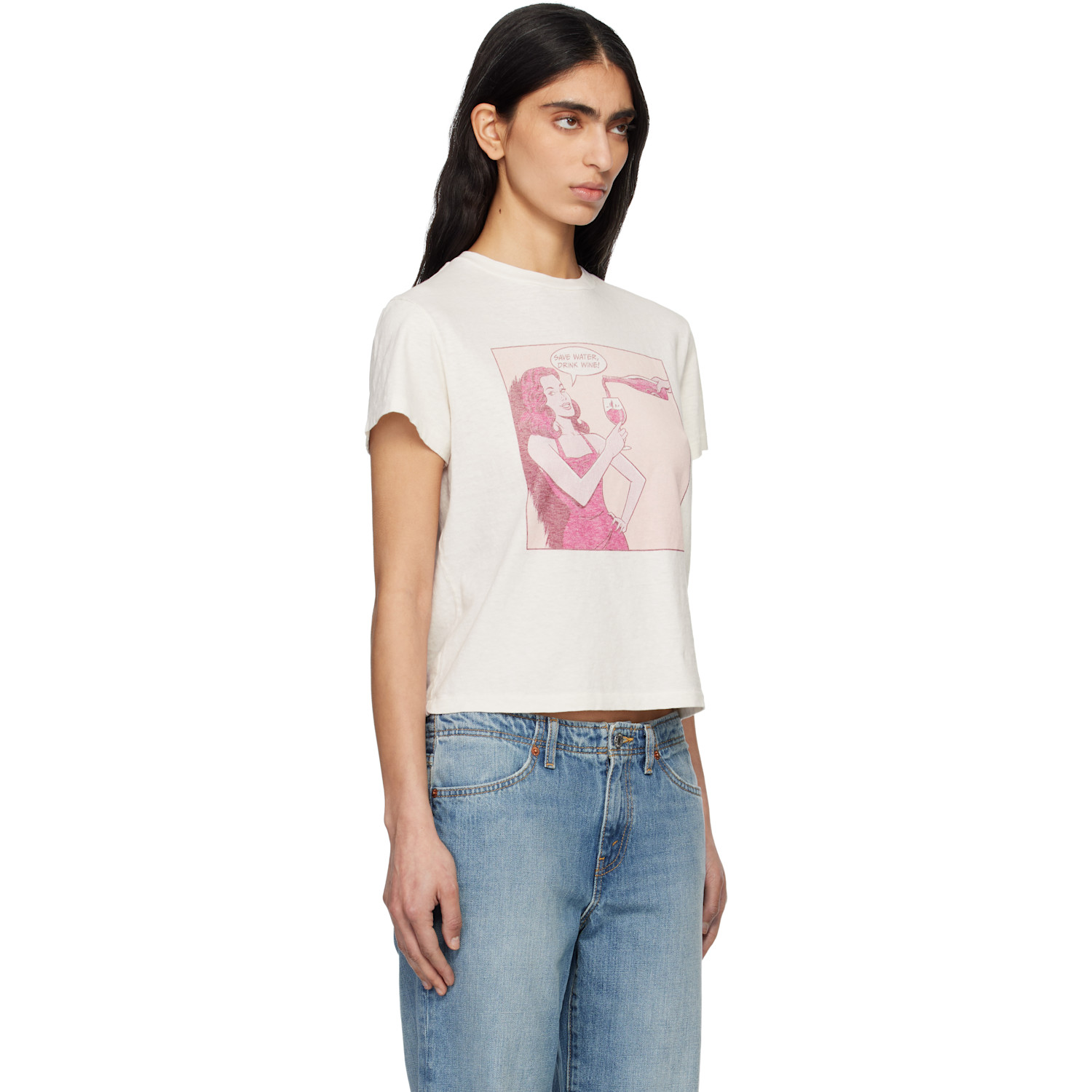  Re/done Off-white Classic 'drink Wine' T-shirt 