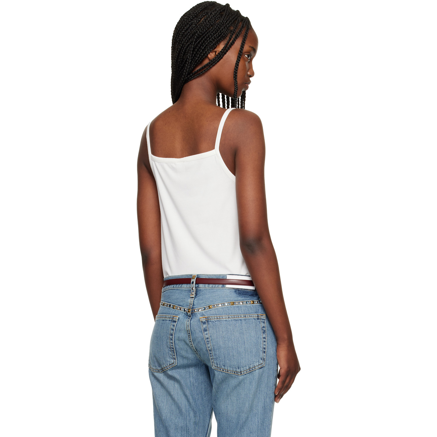  Re/done Off-white Lace Ribbed Camisole 